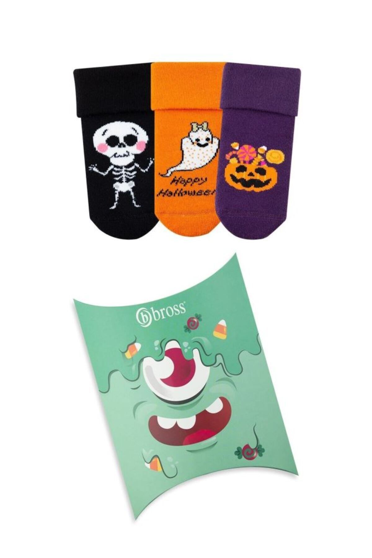 Bross-Baby Halloween Boxed 3-Piece Towel Socks 1