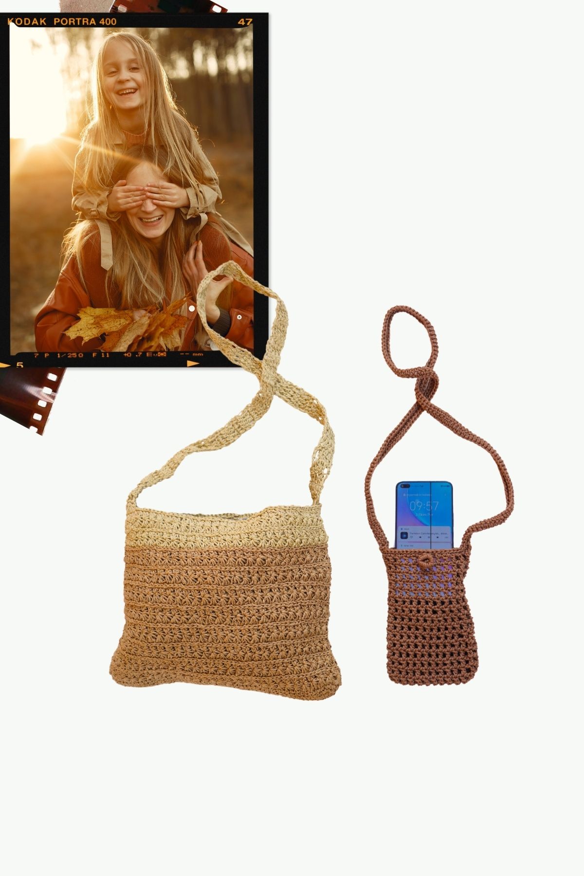 ALALL SHOP-Straw Hand Knitted Shoulder Bag and Phone Bag with Strap Handmade Knitted Bag Straw Bag, Stylish Bag 1