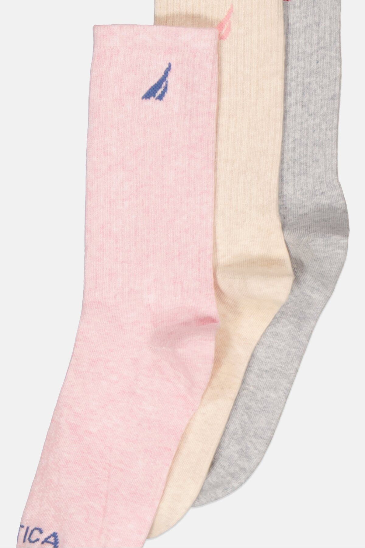 Nautica-Women 3 Pair Textured Socks, Pink Combo 2