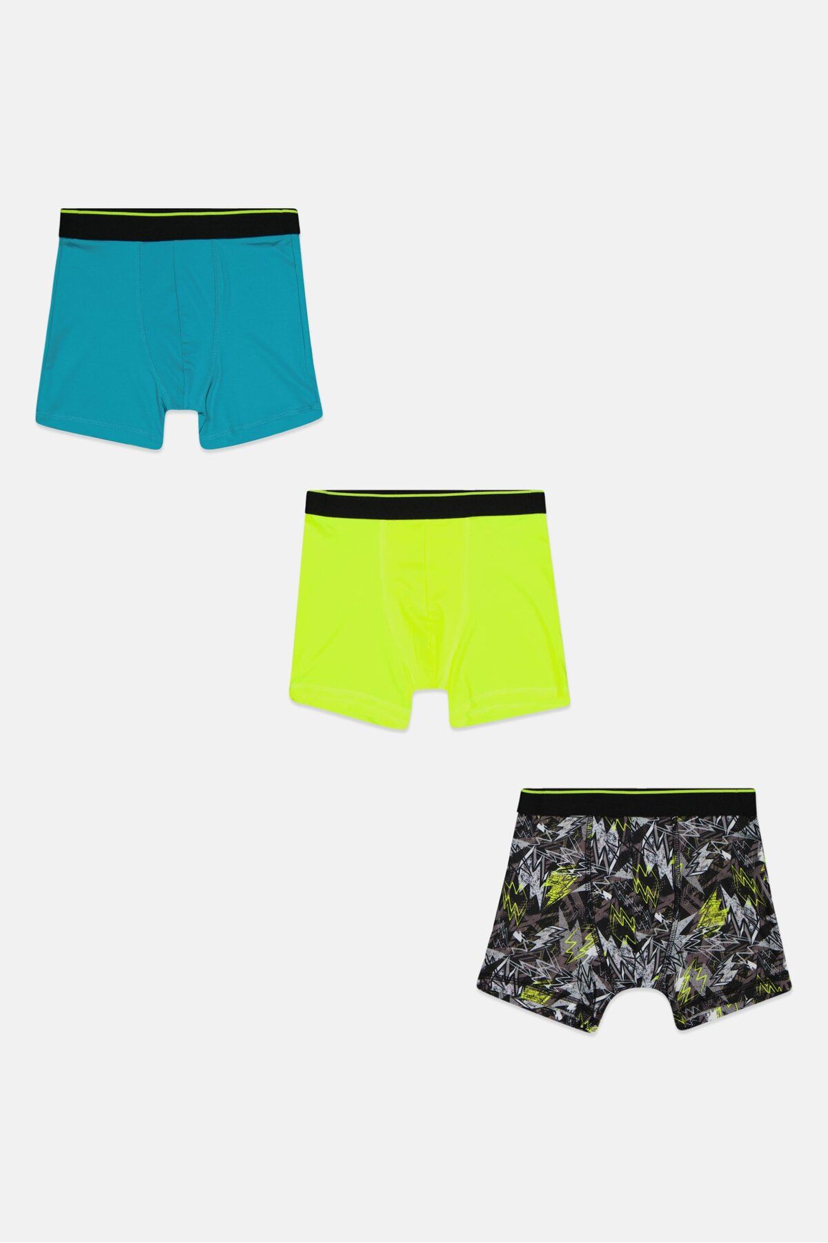 Parker-Kids Boy 3 Pack Boxers, Black/Lime Combo 3