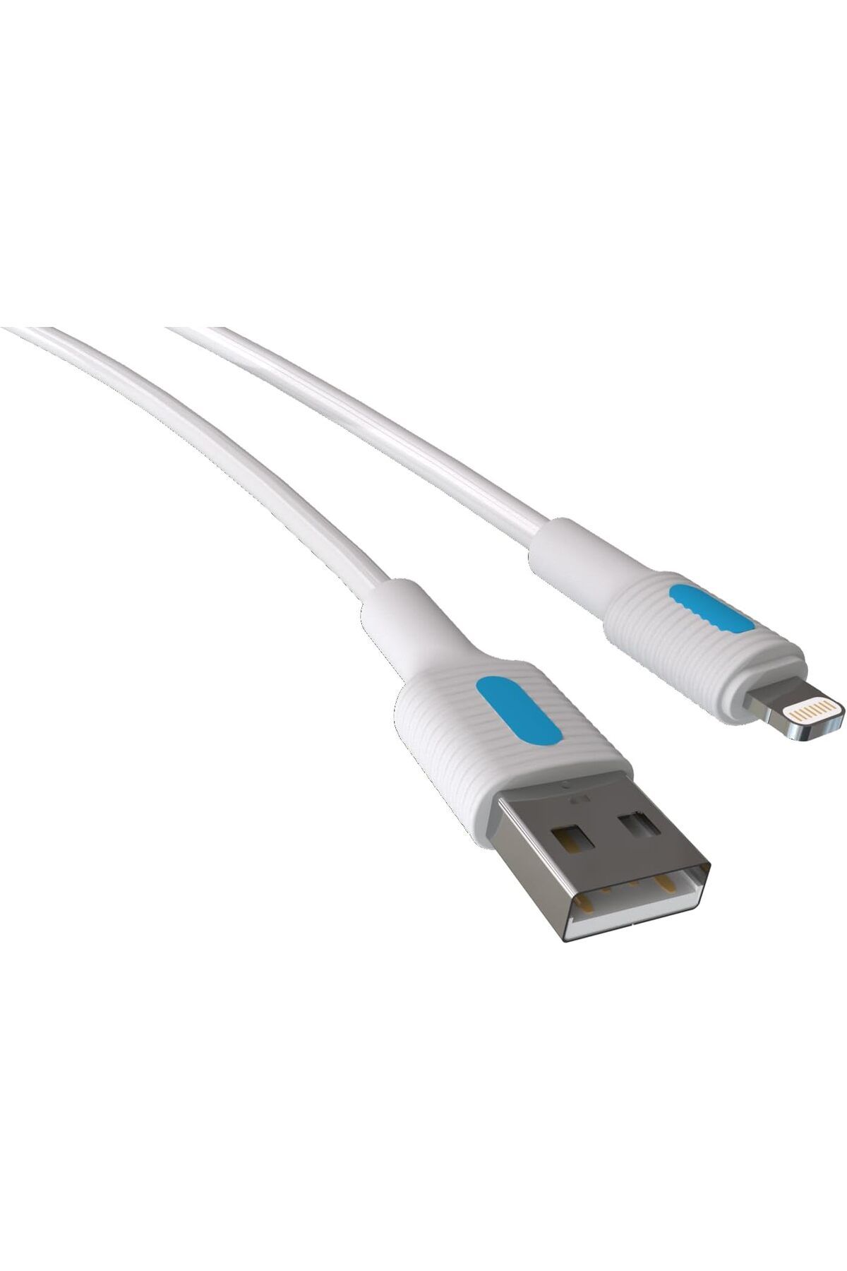 STOREMAX efshopx Coral iPhone Uyumlu USB A-Lightning Şarj Kablosu, Beyaz Kablo, Mavi/Beyaz Uçlar (120 CM) N