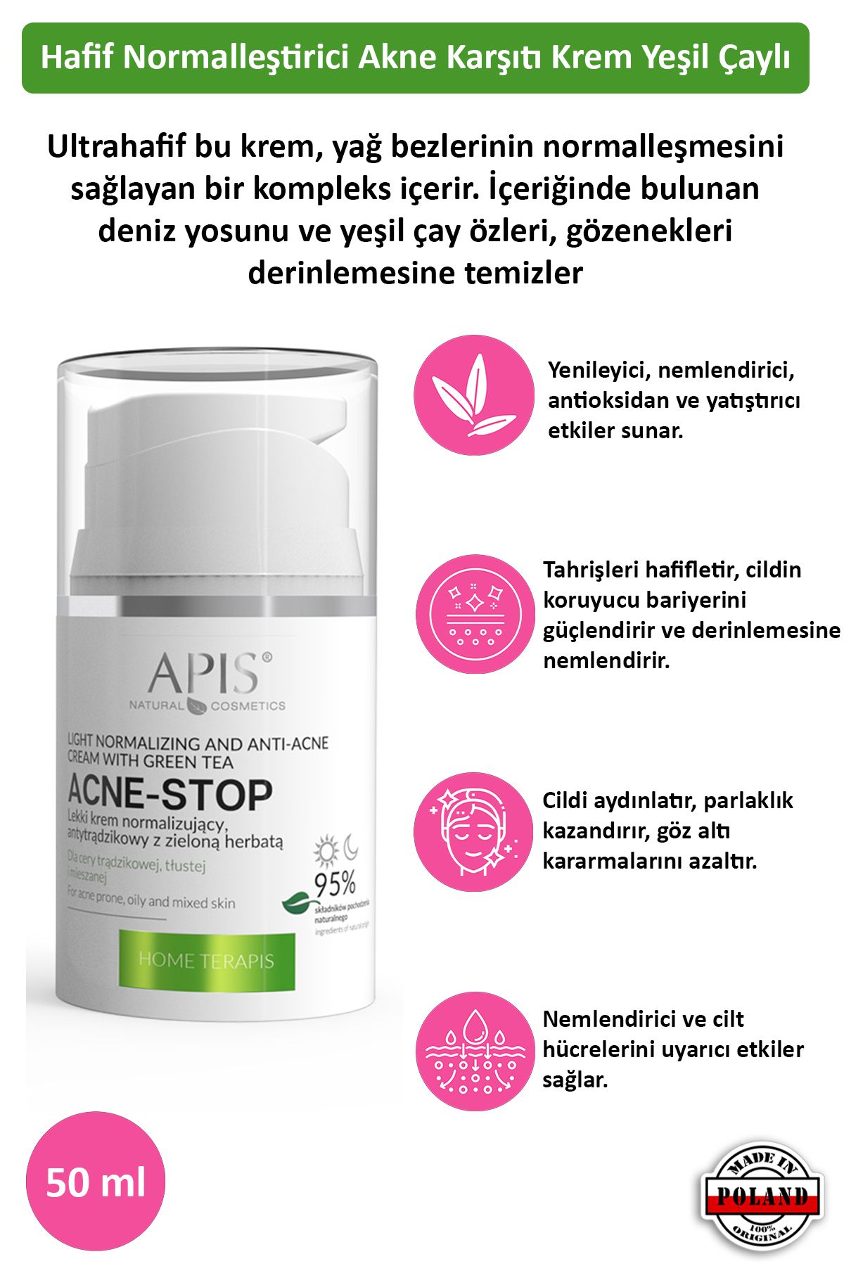 Apis Natural Cosmetics Anti-akne Krem Normalleştirici - 50ml