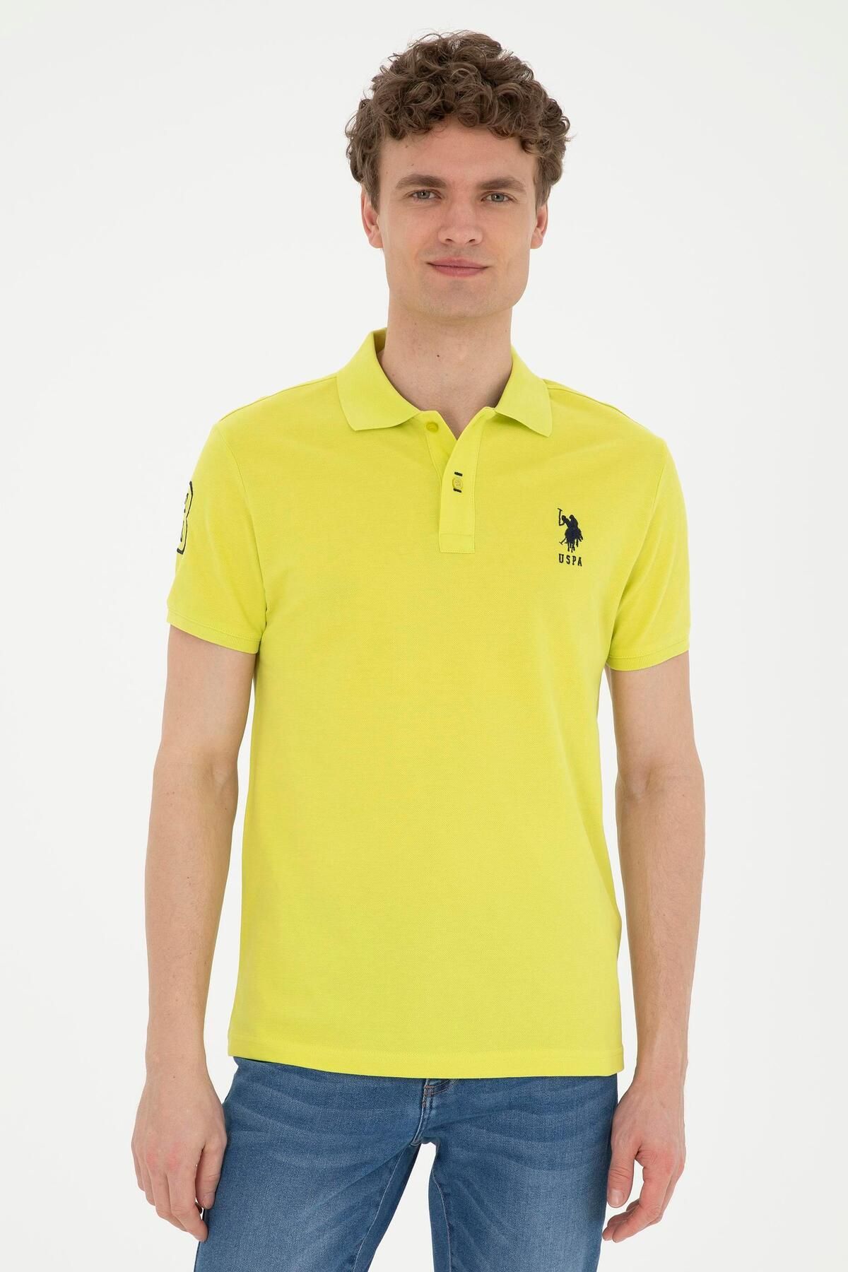 تی شرت یقه پولو زرد مردانه اصلی اورجینال U.S. Polo Assn.