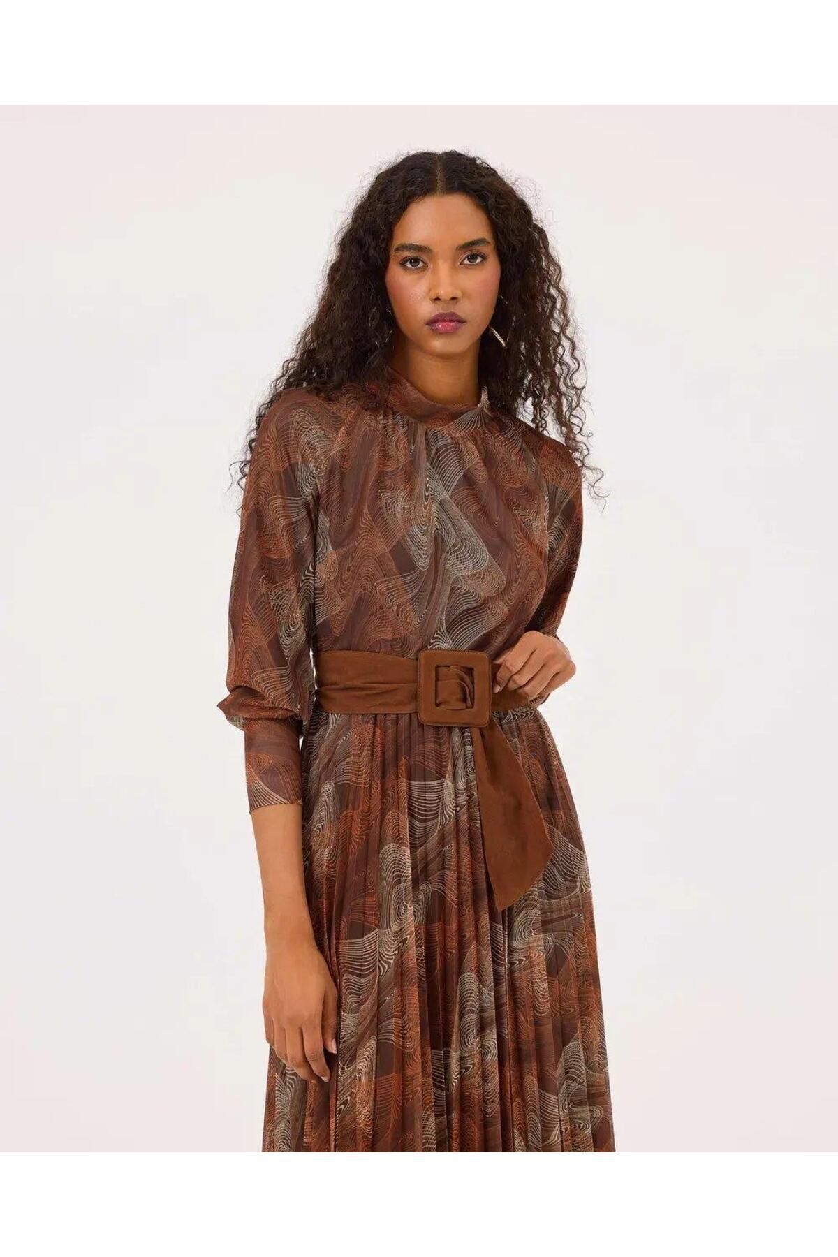 SEÇİL-Seçil Brown Stylish Dress - 242310026 3