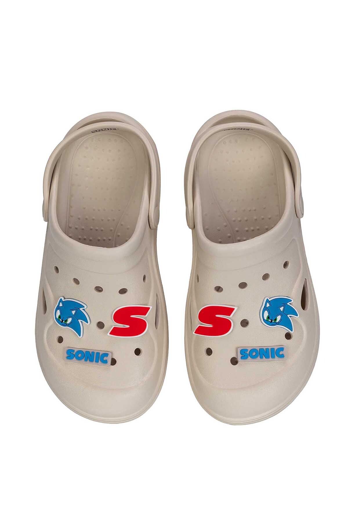 Sonic-Sonic the Hedgehog Non-Slip Kids Slides Cream Clogs For Boys 2