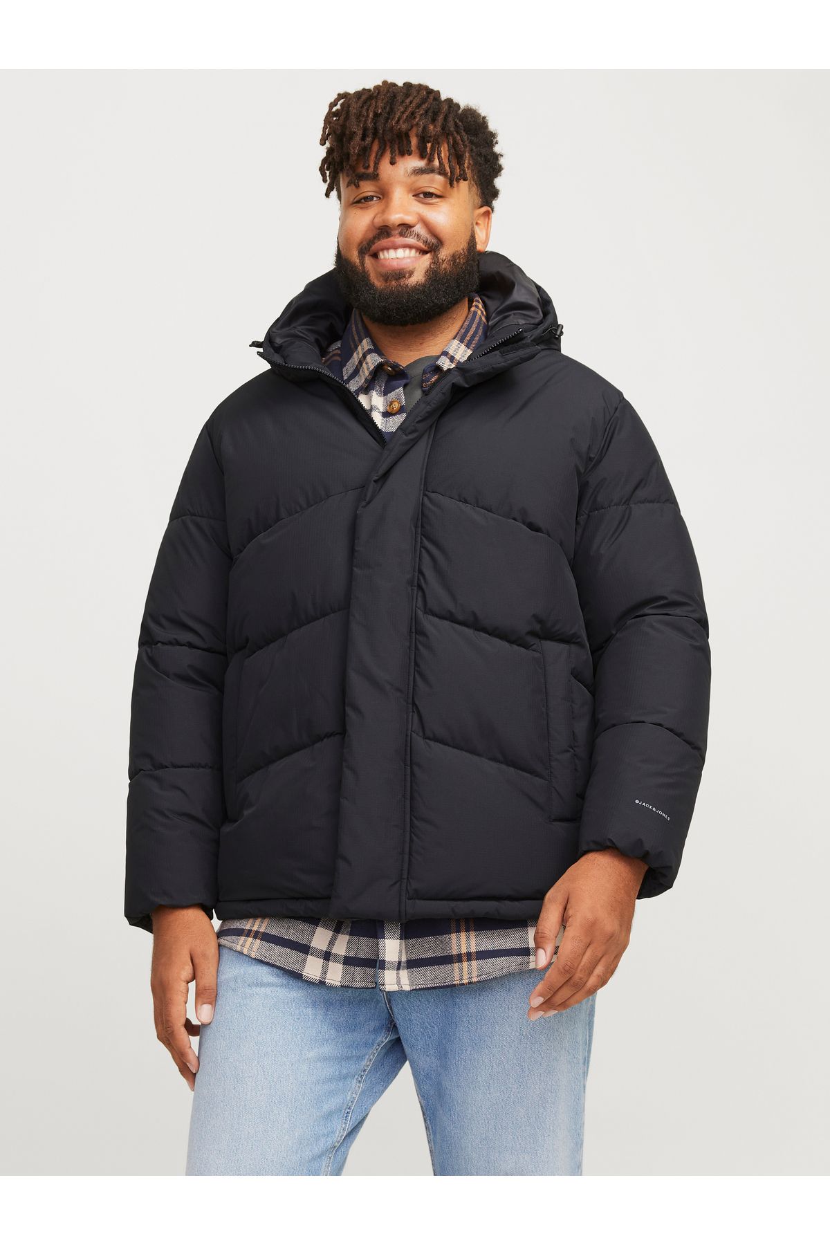 Jack & Jones Jack Jones Jjworld Puffer Jacket Pls Erkek Siyah Büyük Beden Mont 12263325-02