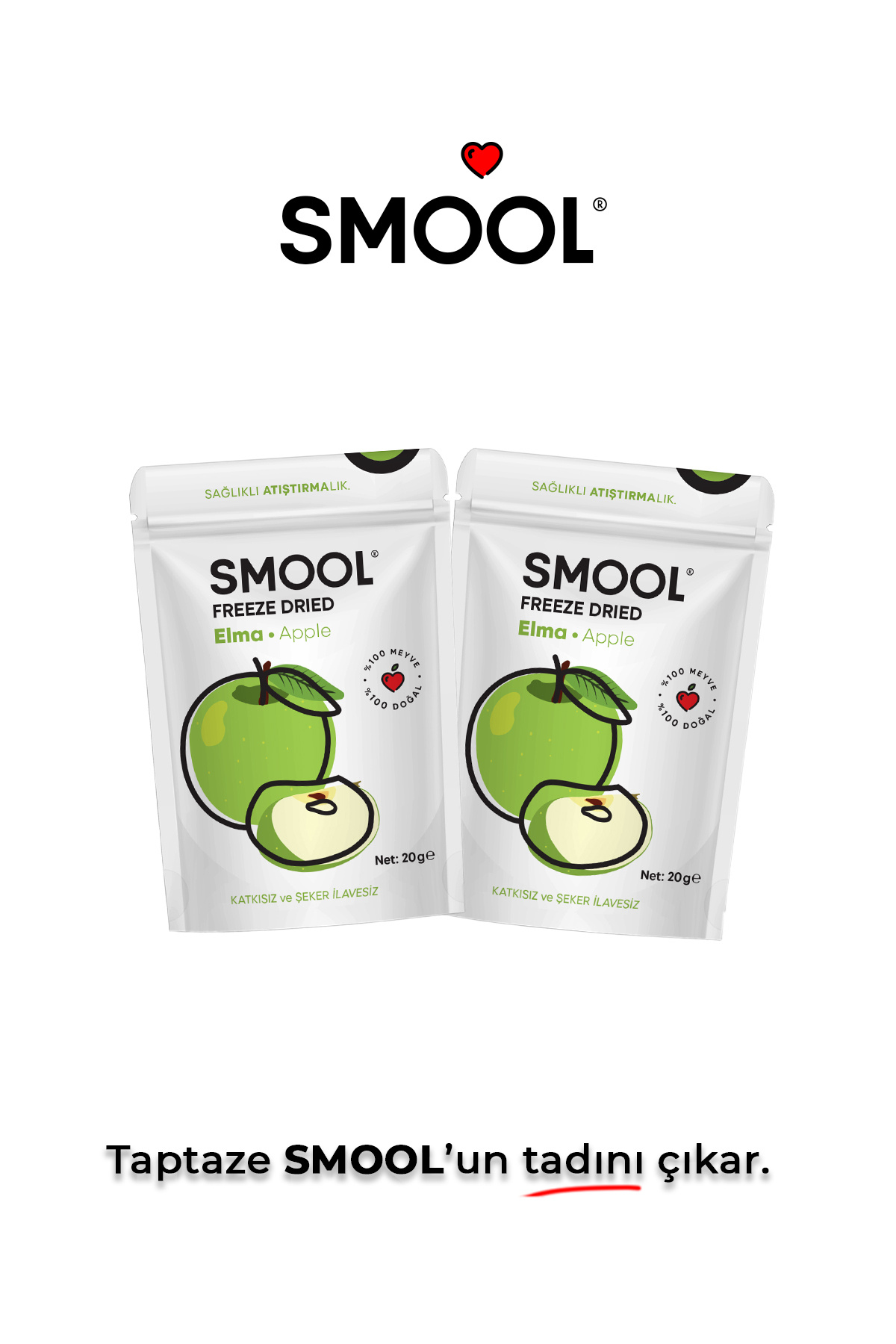 SMOOL-Pack of 2 20g X 2 Frozen Dried Apple - Freeze Dry 2