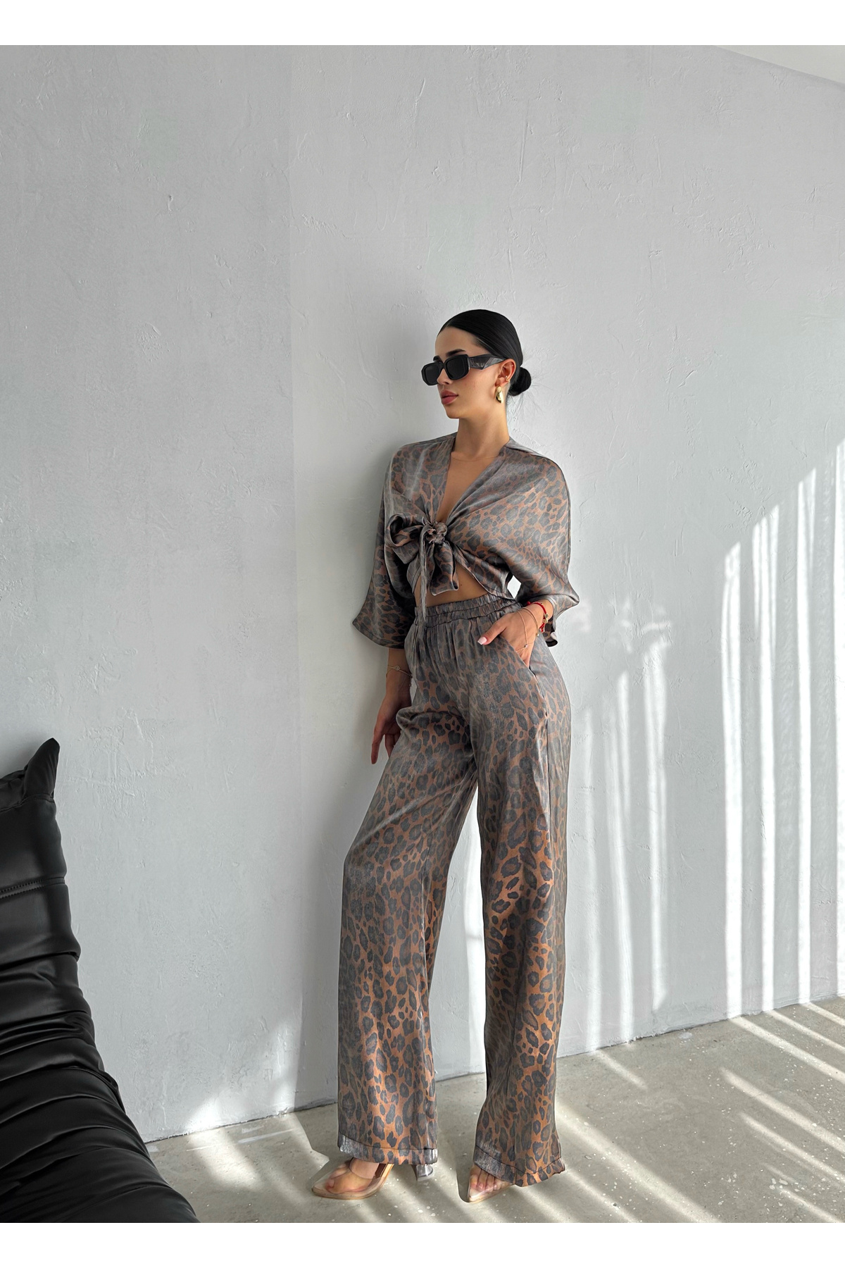 QUTTA-Women's Leopard Patterned Tied Casual Leopard Patterned Set 6