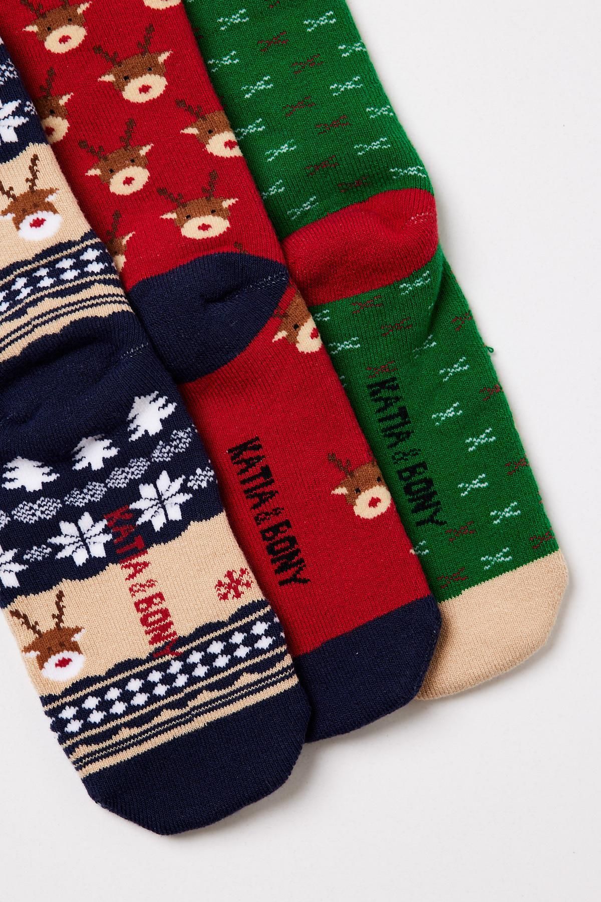 Katia&Bony-Pack of 3 Deer Box Socket Socks Patterned 4