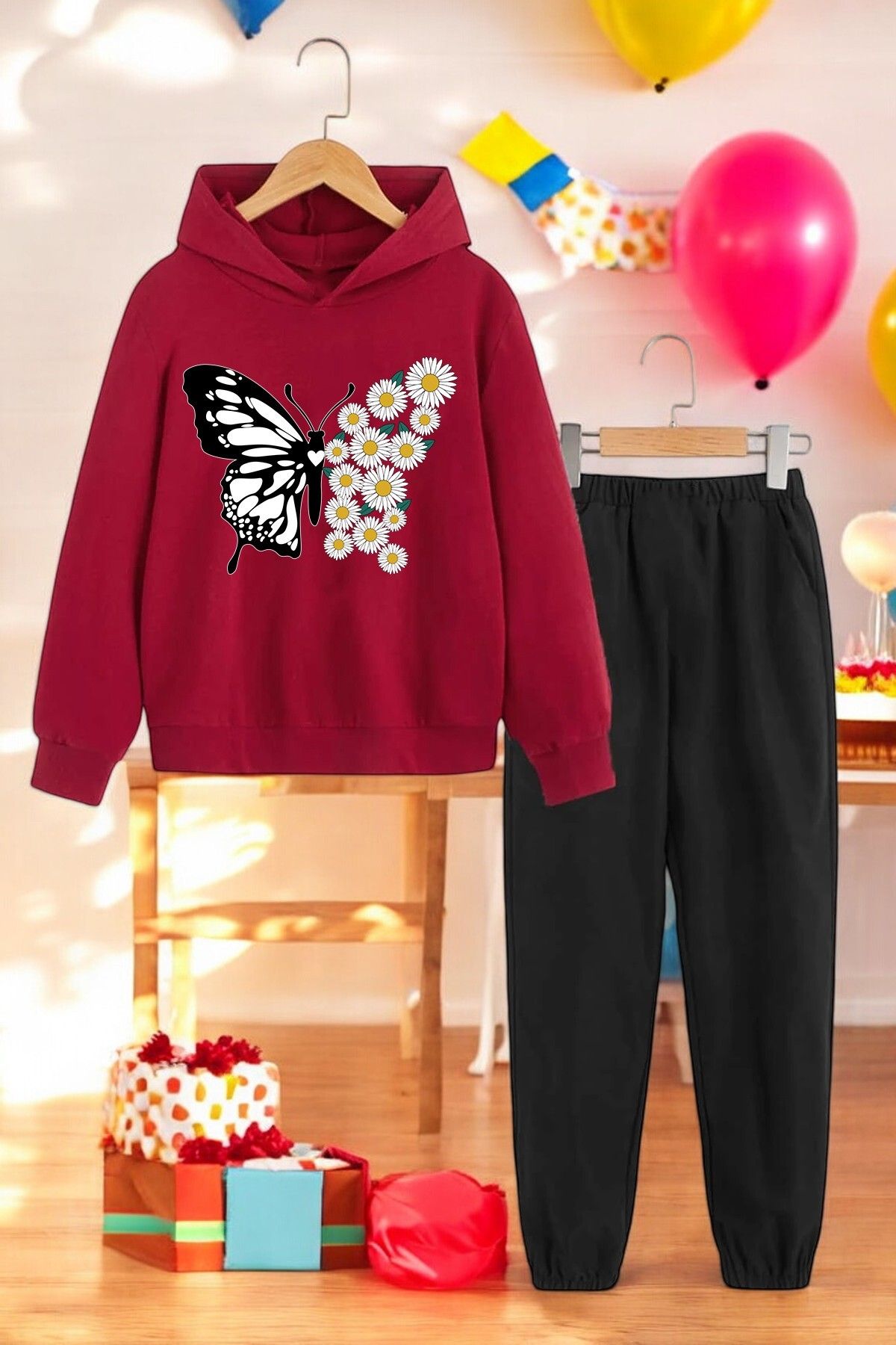 uyguntarz Zestaw Dresowy Dla Dzieci Z Nadrukiem Motyli Daisy Unisex - 9–10 years