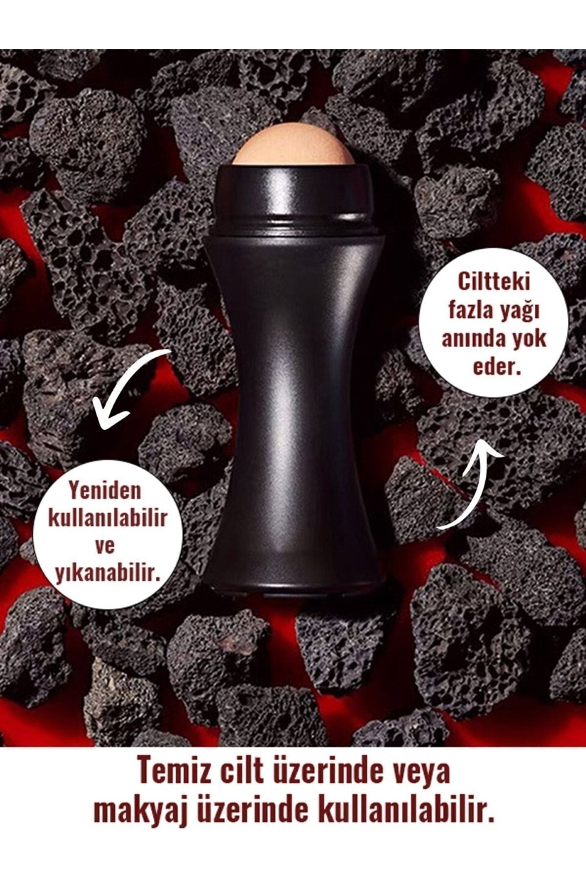 Ocean Volkanik Taş Roller, Yağ Emici Ve Cilt Matlaştırıcı Gerçek Lav Taşı-2