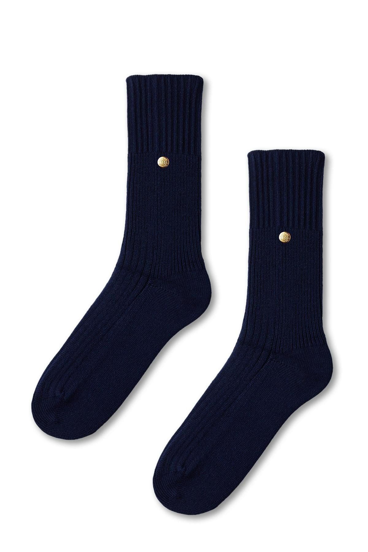 Katia&Bony-Staple Detaillierte Viskose-Stricksocken Marineblau 1