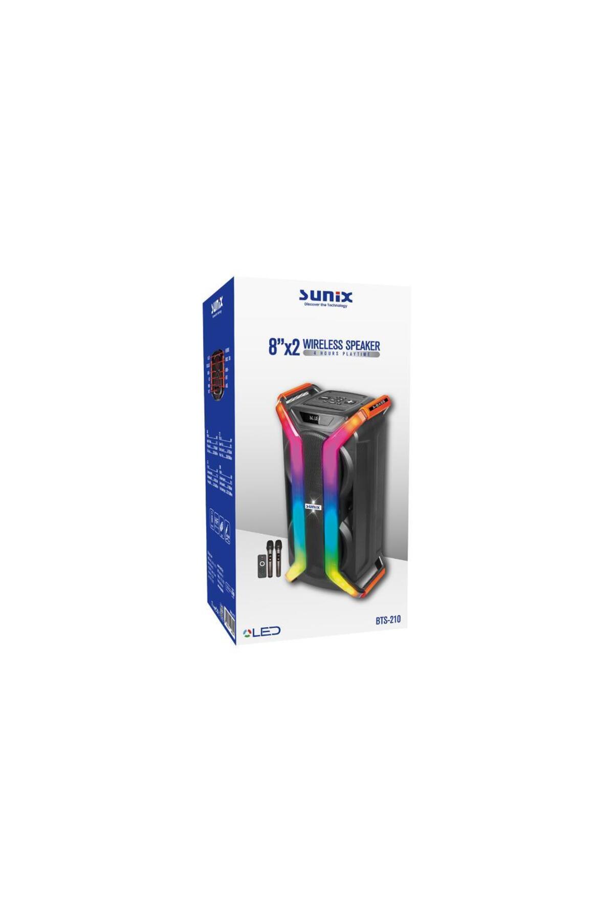 Sunix 40w 5500 Mah X-bass Çift Mikrofon Ve Kumandalı Led Işıklı
