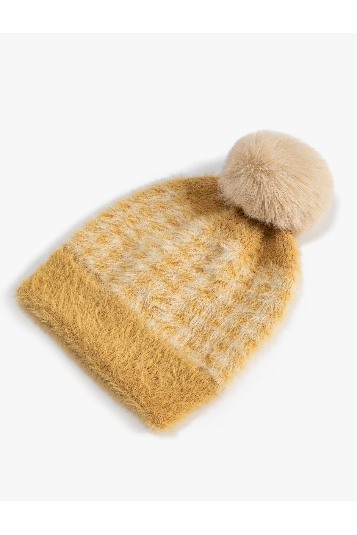Koton-Plush Beanie with Soft Texture and Pompom Detail 3