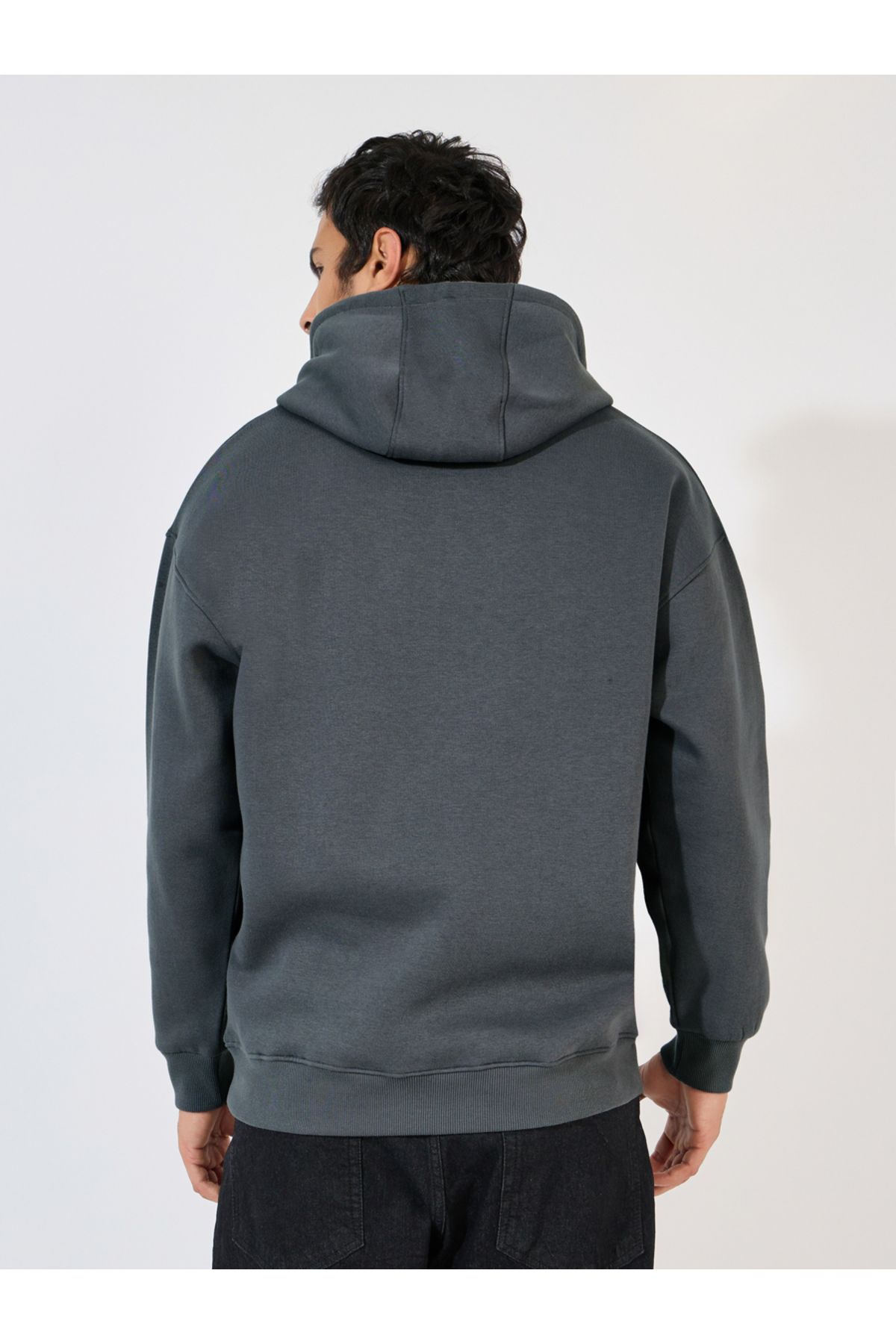 Styli-Boxy Fit Solid Heavyweight Fleece Hoodie 4