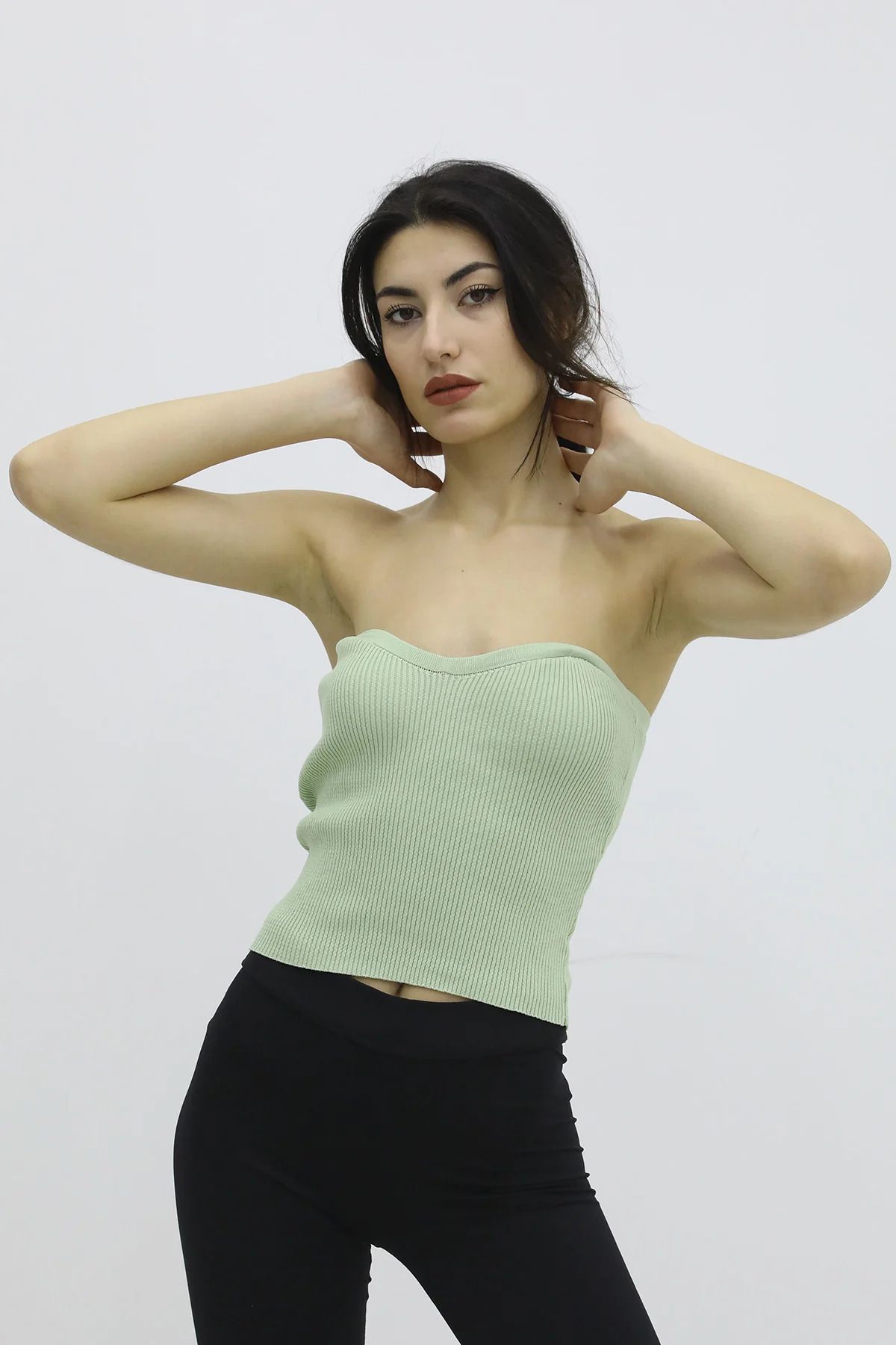 E-RICH Likralı Triko Büstiyer Yeşil - P-019895