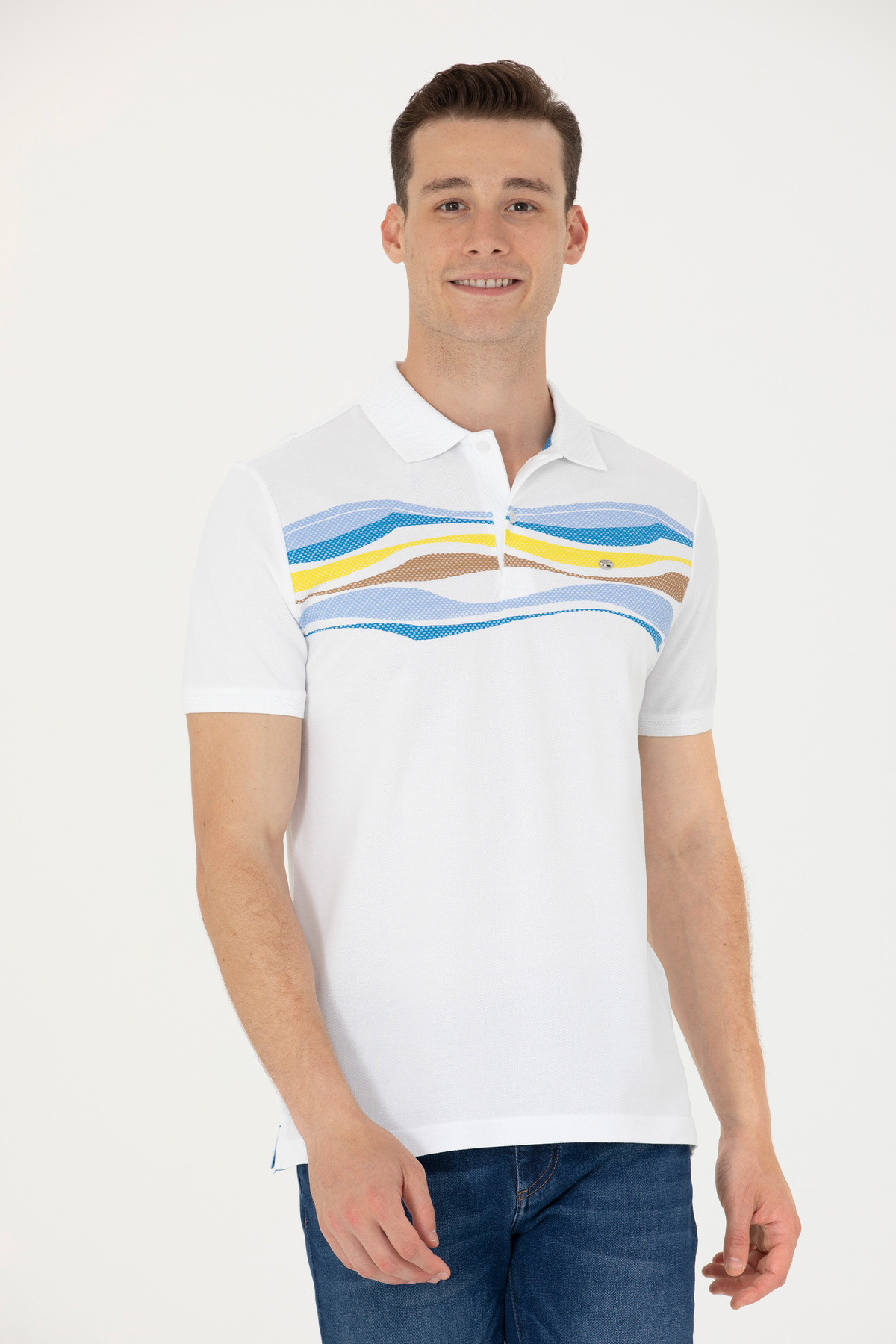 یو اس پولو پولو شرت مردانه سرمه‌ای کد ۵۰۲۶۳۵۱۴-VR045