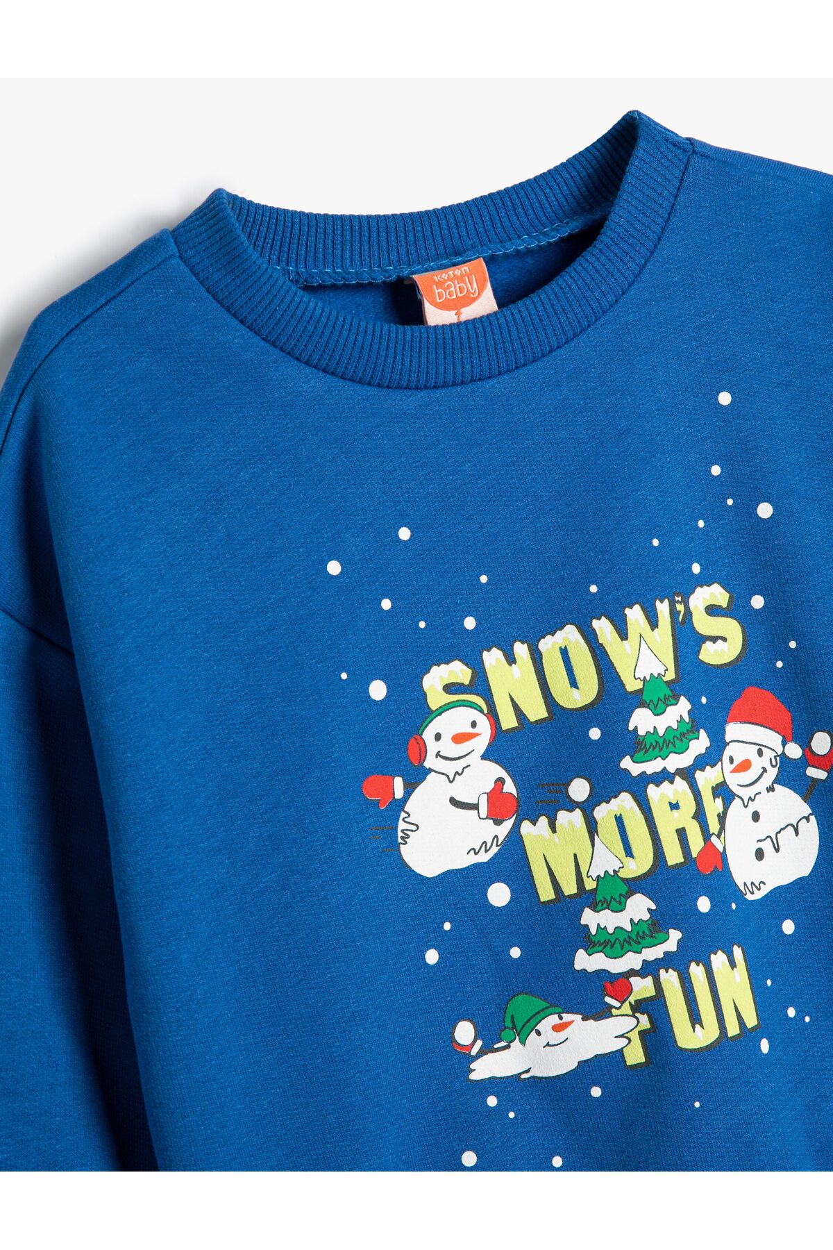 Koton-Sweat Snowman Printed Long Sleeve Raised Cotton 3