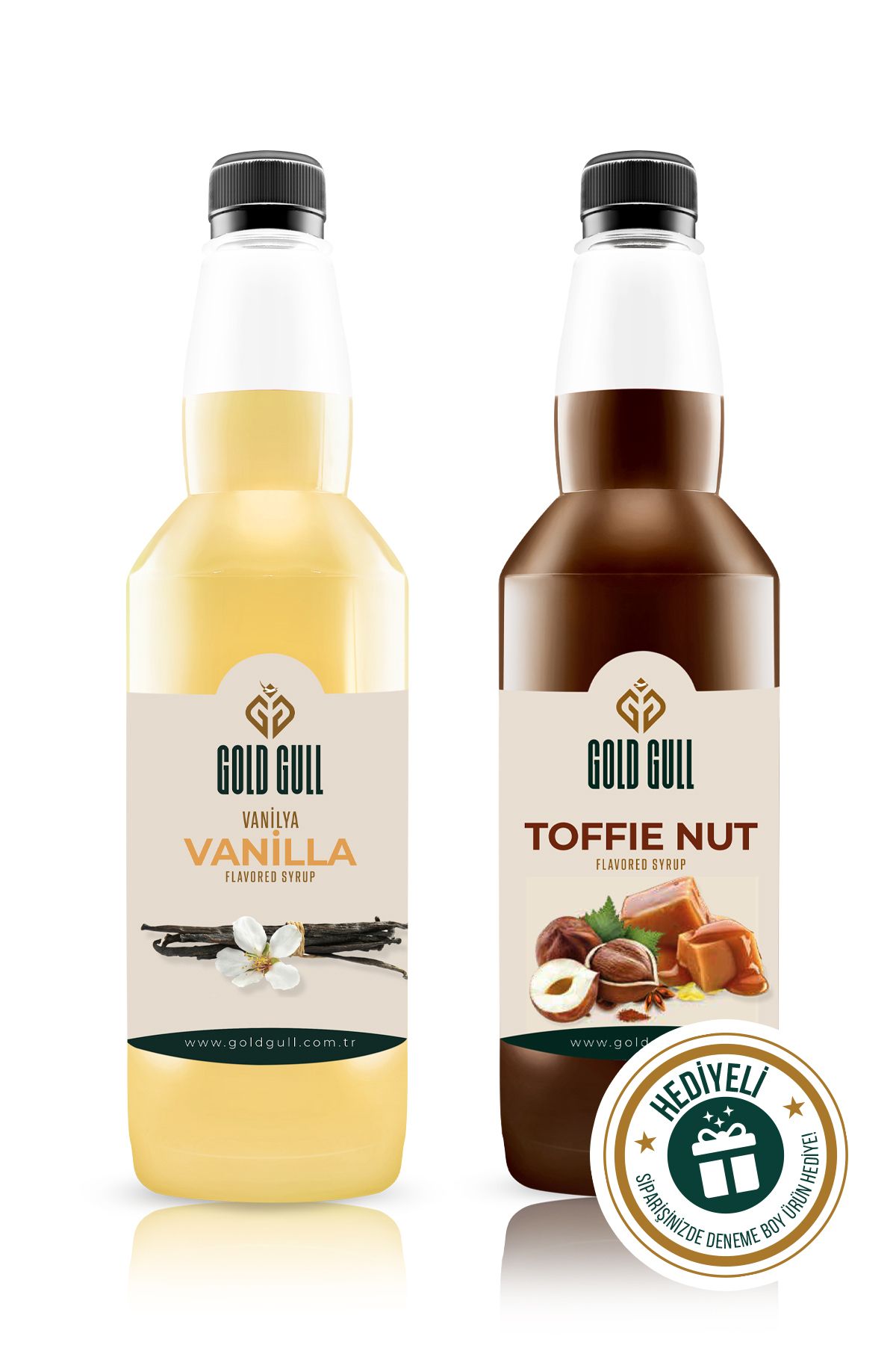 gold gull Toffee-Nut & Vanilya Aromalı Kahve & Meyve Şurubu 2 x 700 ml.