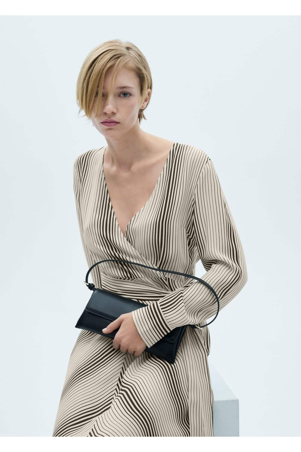 MANGO Woman-Striped Tie Detailed Dress 6