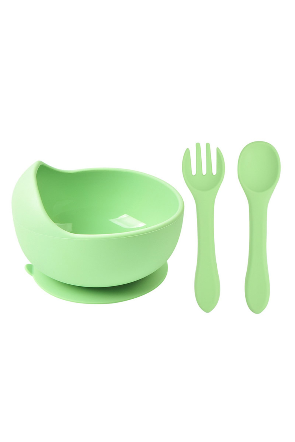 jojobebek Tavşan Figürlü Silikon Beslenme Seti / Vakumlu Mama Tabağı Ve Kase, Önlük, Çatal Ve Kaşık /yeşil fotoğrafı 5 (önizleme)