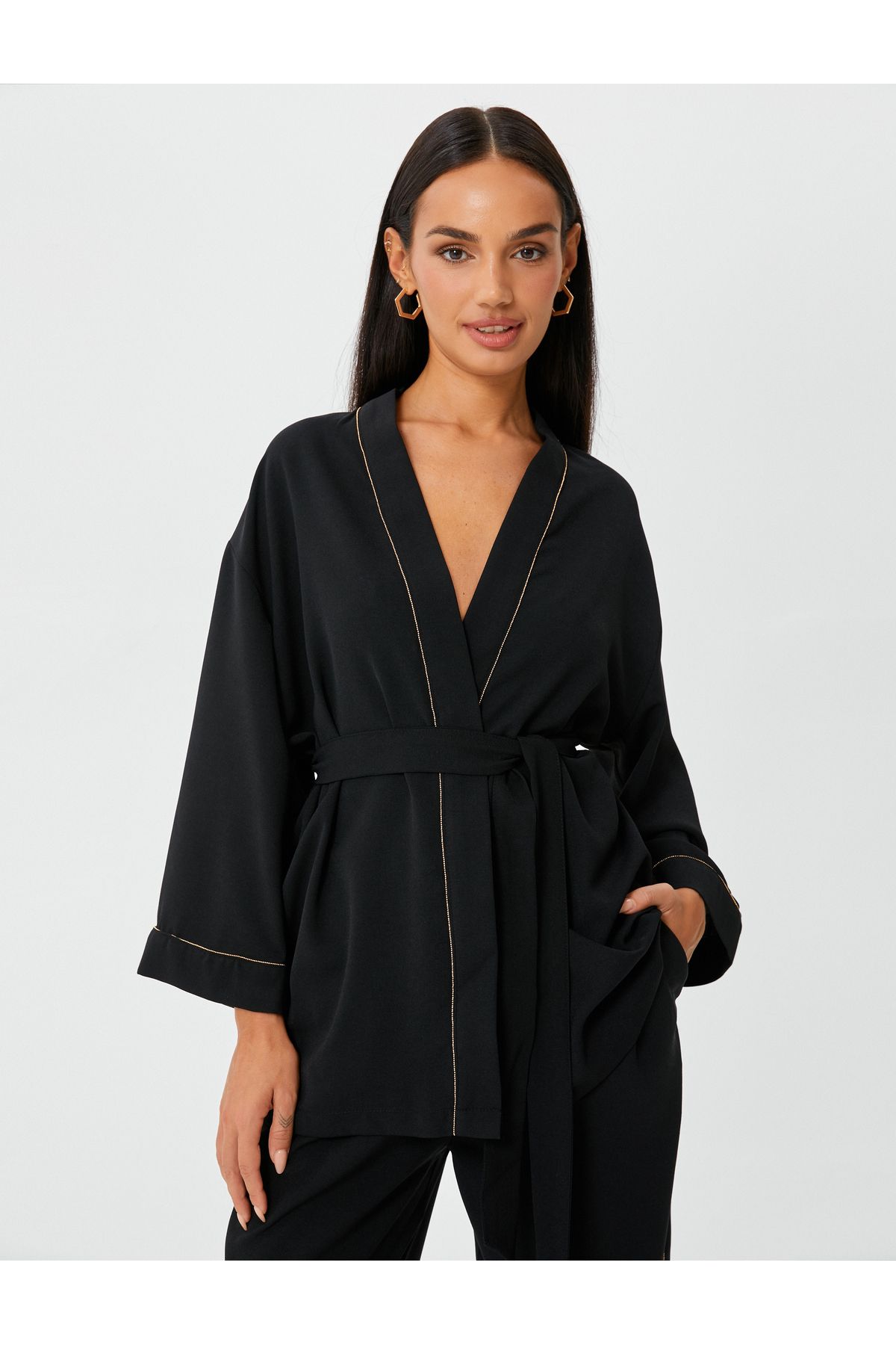 Koton-Kimono a kaftan - Černá - Běžný střih 2