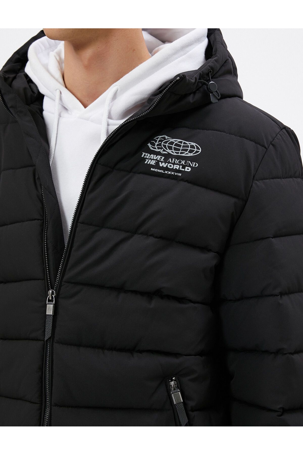 Koton-Puffer Jacket Slogan s kapucňou a vytlačeným vreckom 7