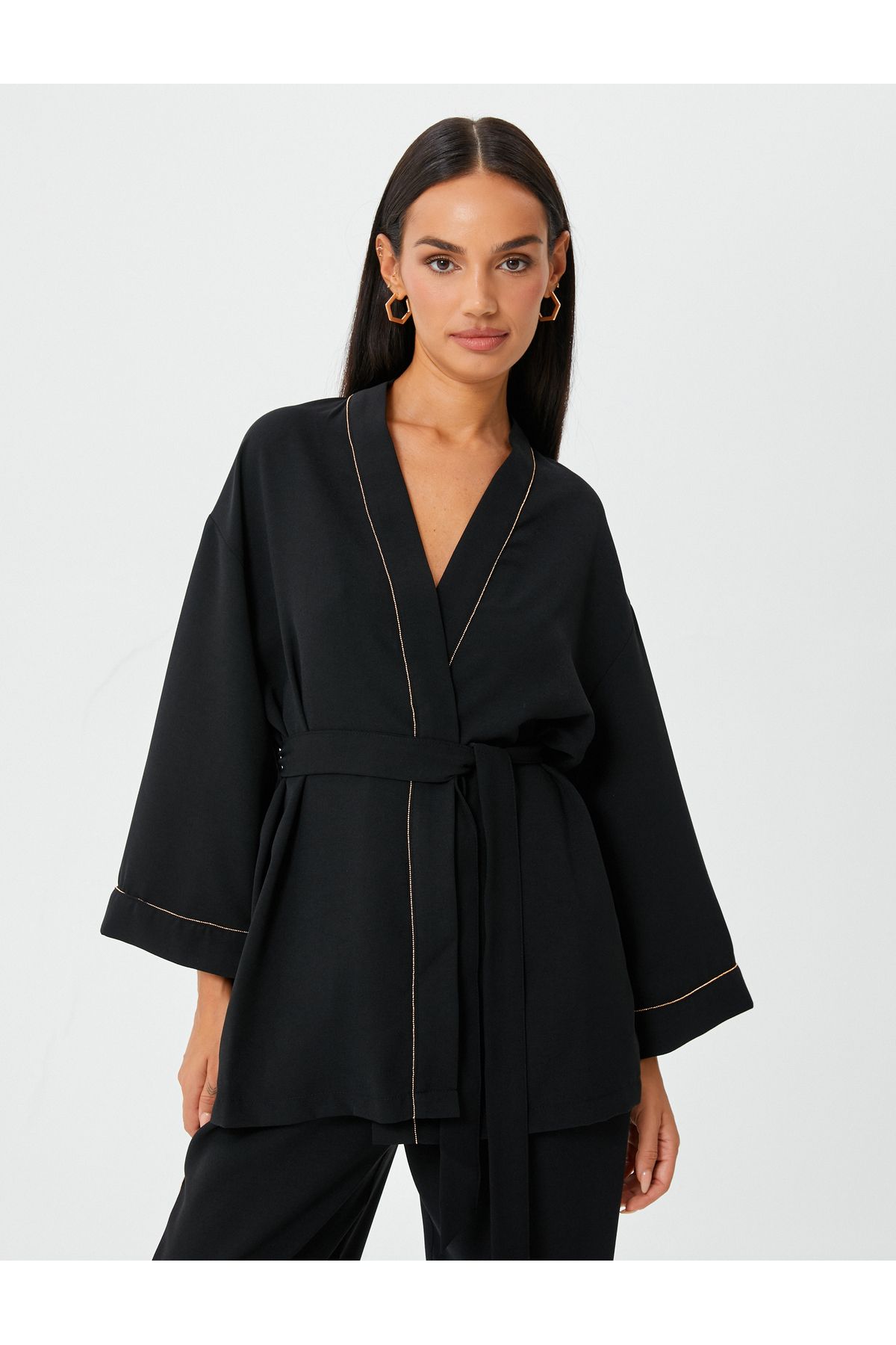 Koton-Kimono a kaftan - Černá - Běžný střih 3