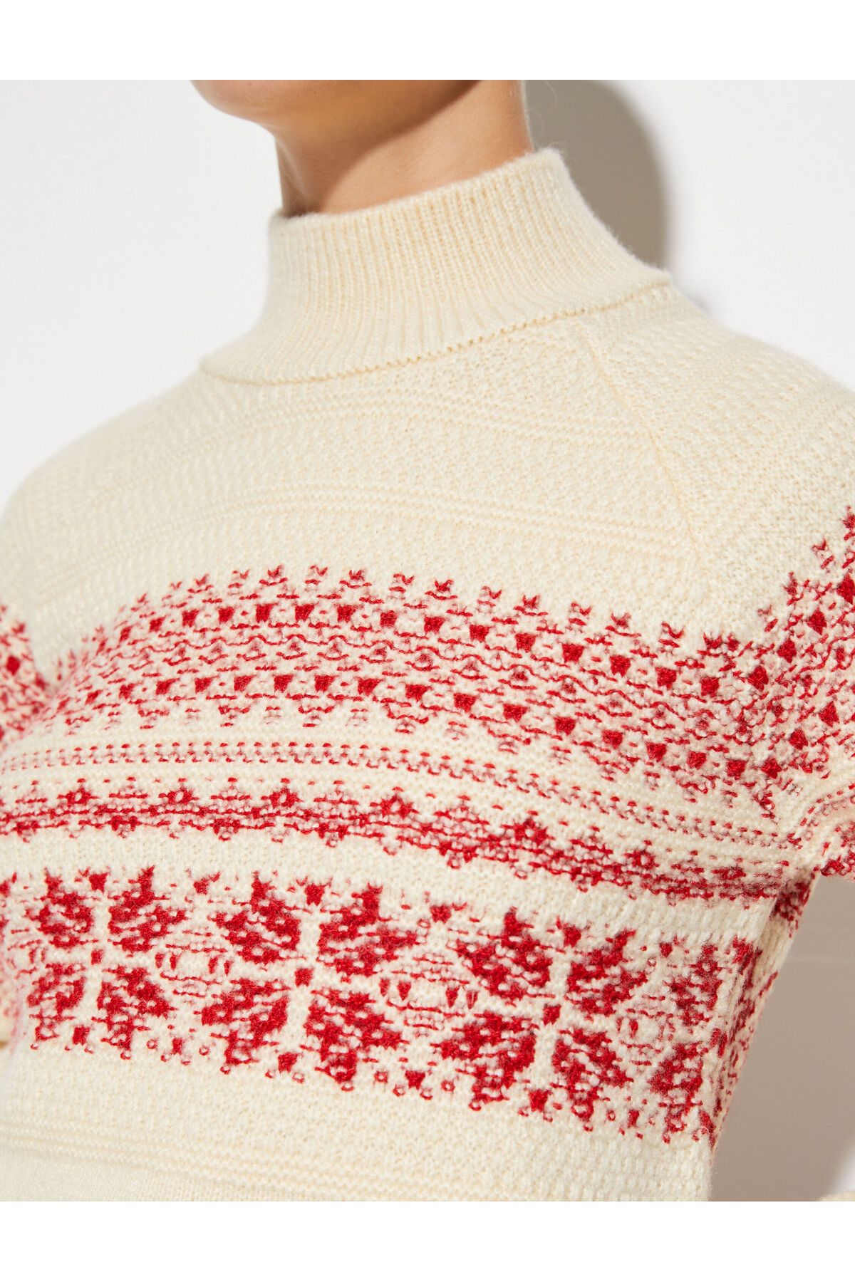Koton-Turtleneck Sweater Knitted Textured Patterned 5