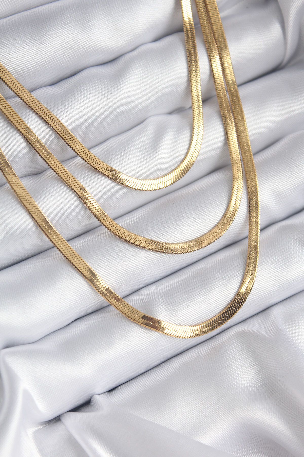 MMB Boutique 316L Çelik Gold Renk 3'lü İtalyan Zincir Model Kadın Kolye