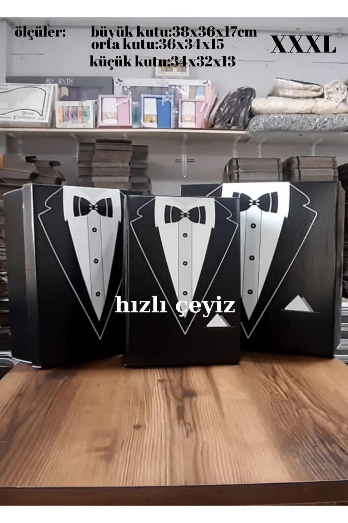 Redkutu Büyük Boy Damat Bohça Kolisi - Kutusu (ÇEYİZ BOHÇA SETİ 3 LÜ SET)