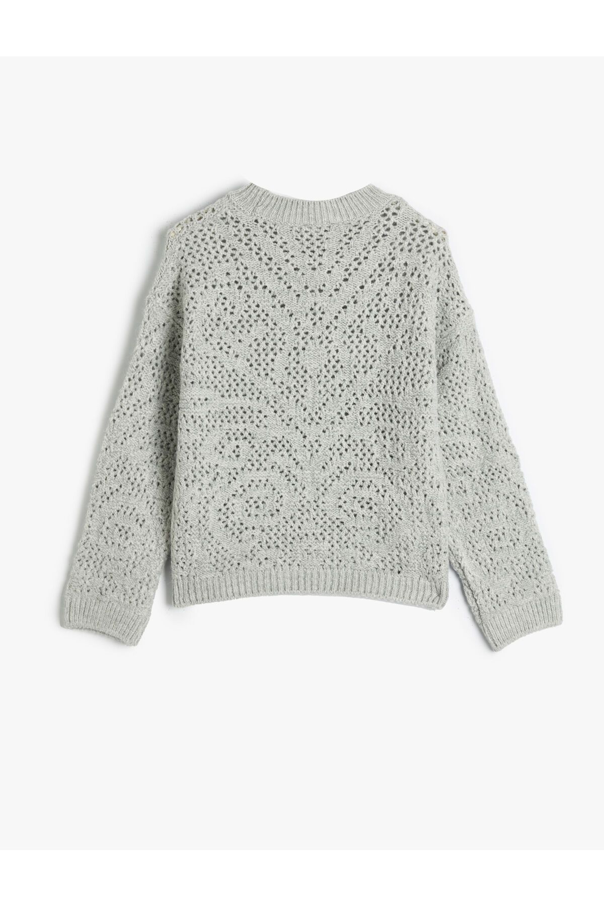 Koton-Knitted Sweater Openwork Round Neck Long Sleeve 2