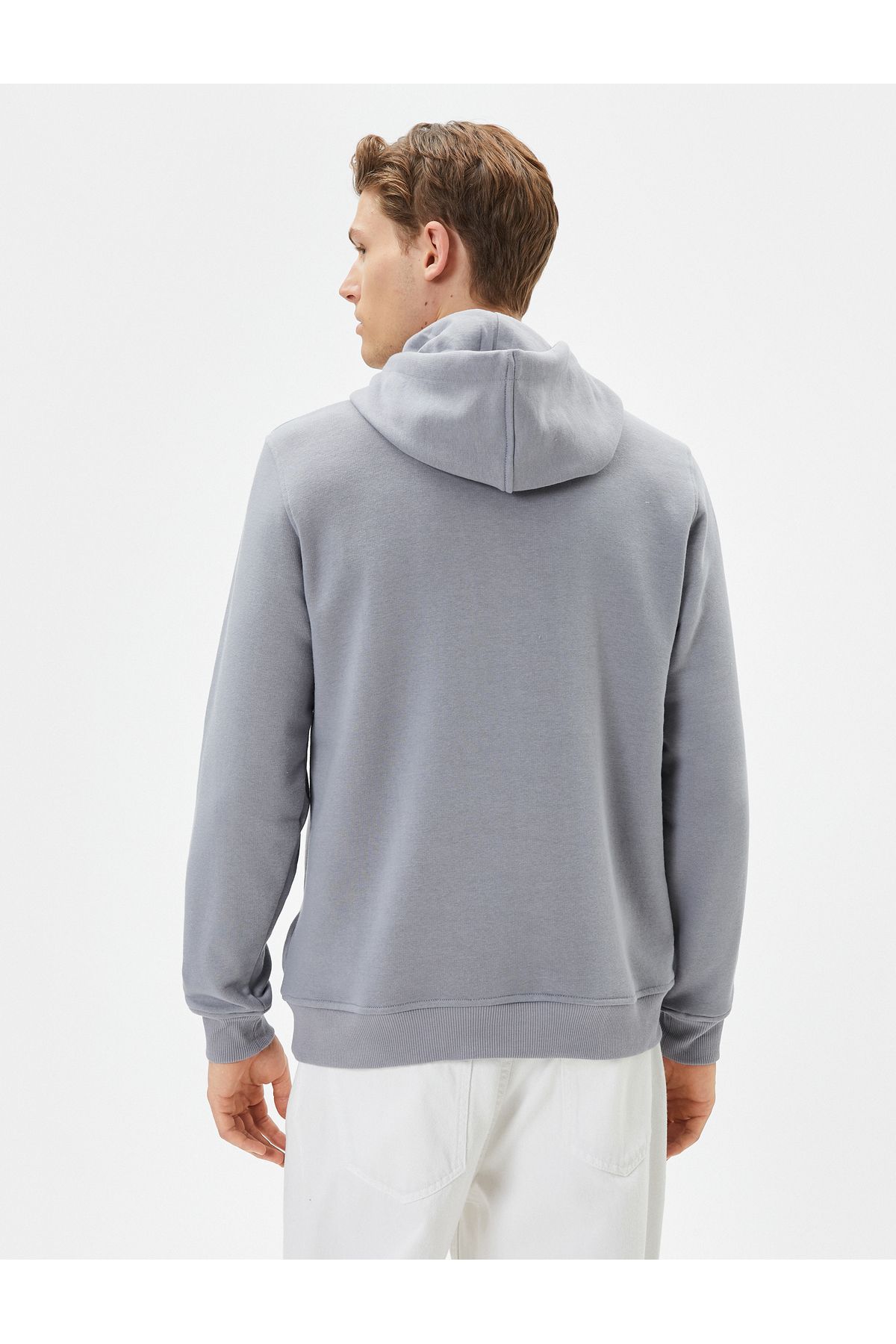 Koton-Hooded Sweat Slogan Printed Kangaroo Pocket Detailed 3