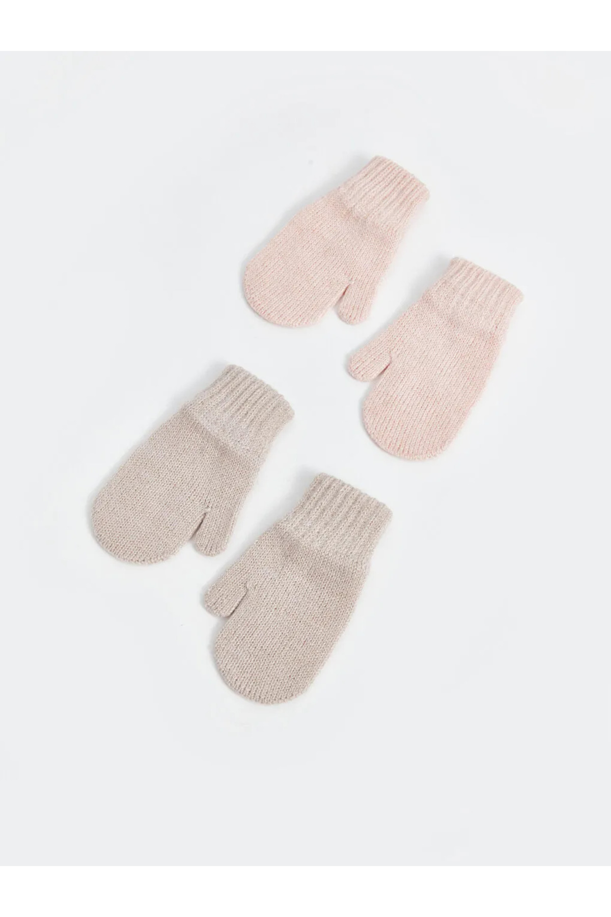 LC Waikiki LCW ACCESSORIES Açık Pembe Basic Kız Bebek Triko Eldiven 2'li fotoğrafı 2 (önizleme)