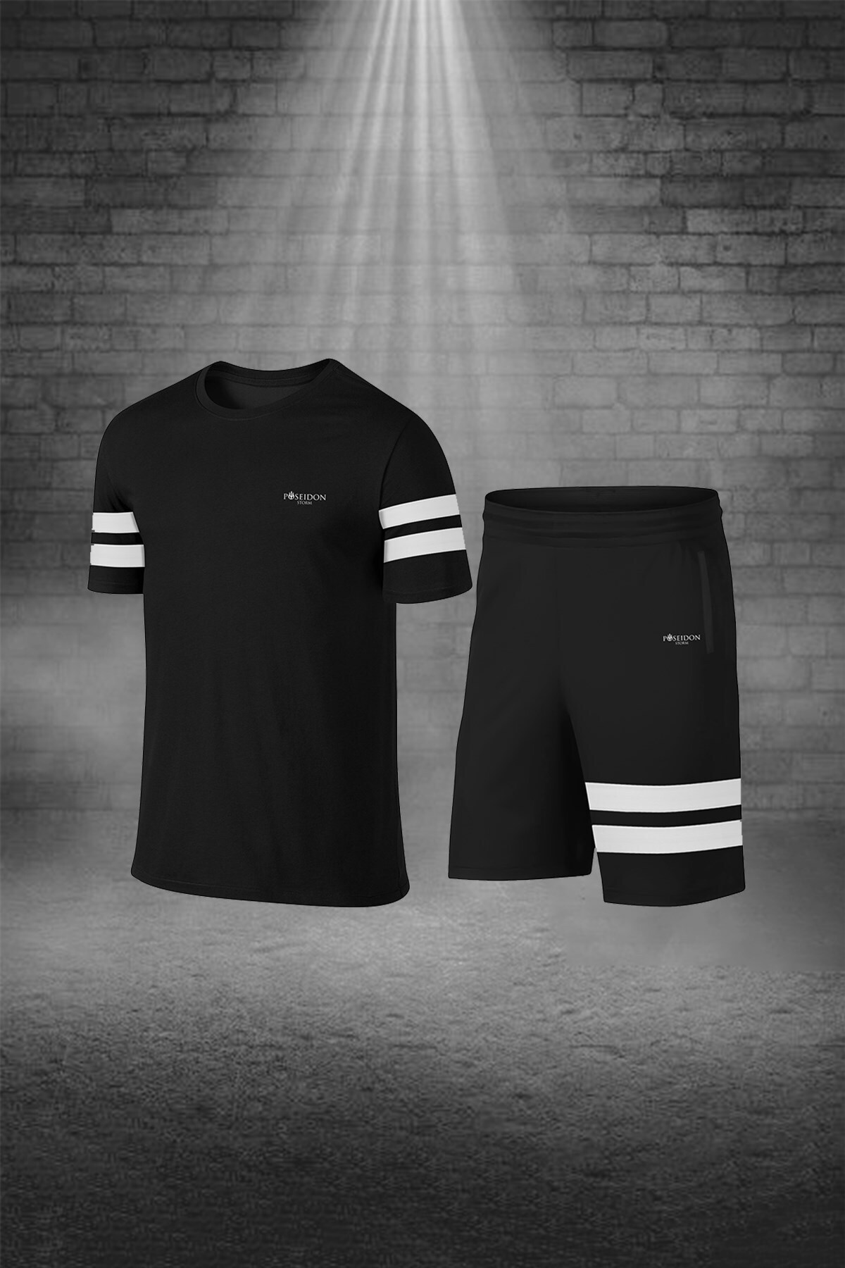 پوزایدون استورم تی‌شرت مردانه سایز بزرگ مشکی دری-فیت، راحت، یقه گرد، جیب‌دار، مناسب برای پیاده‌روی و بالاتنه و پایین‌تنه