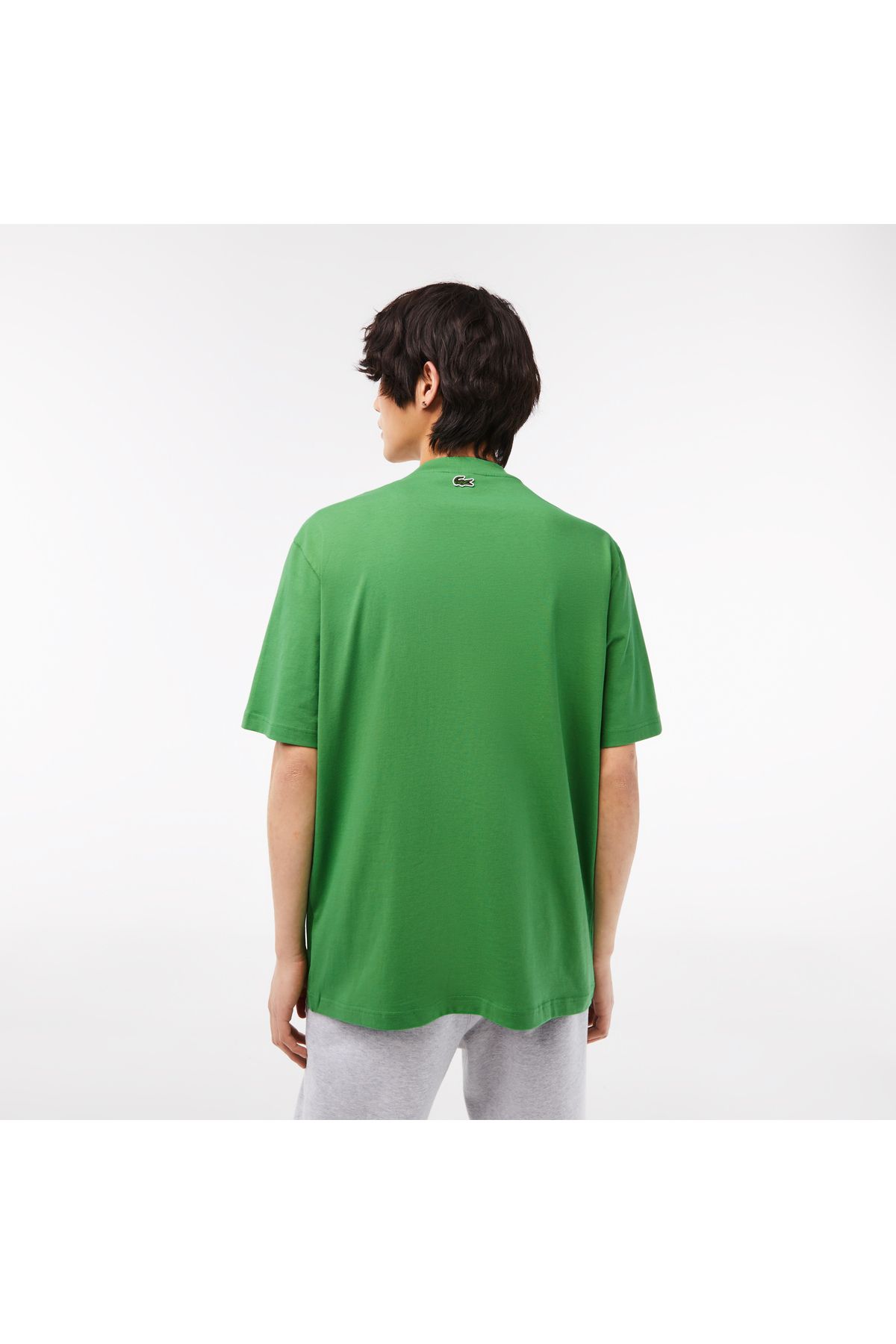 تی شرت سبز مردانه یقه دوچرخه تناسب پنبه ارگانیک طرح دار Lacoste
