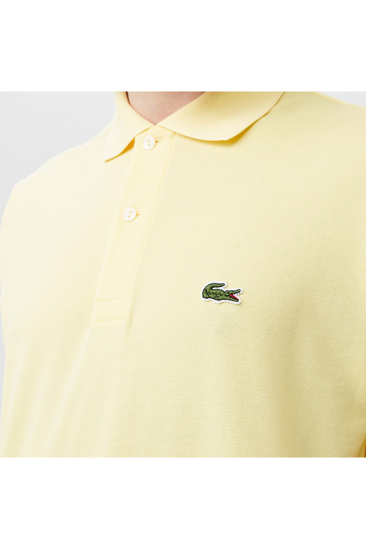تی شرت یقه پولو زرد مردانه L.12.12 کلاسیک مناسب چوگان Lacoste