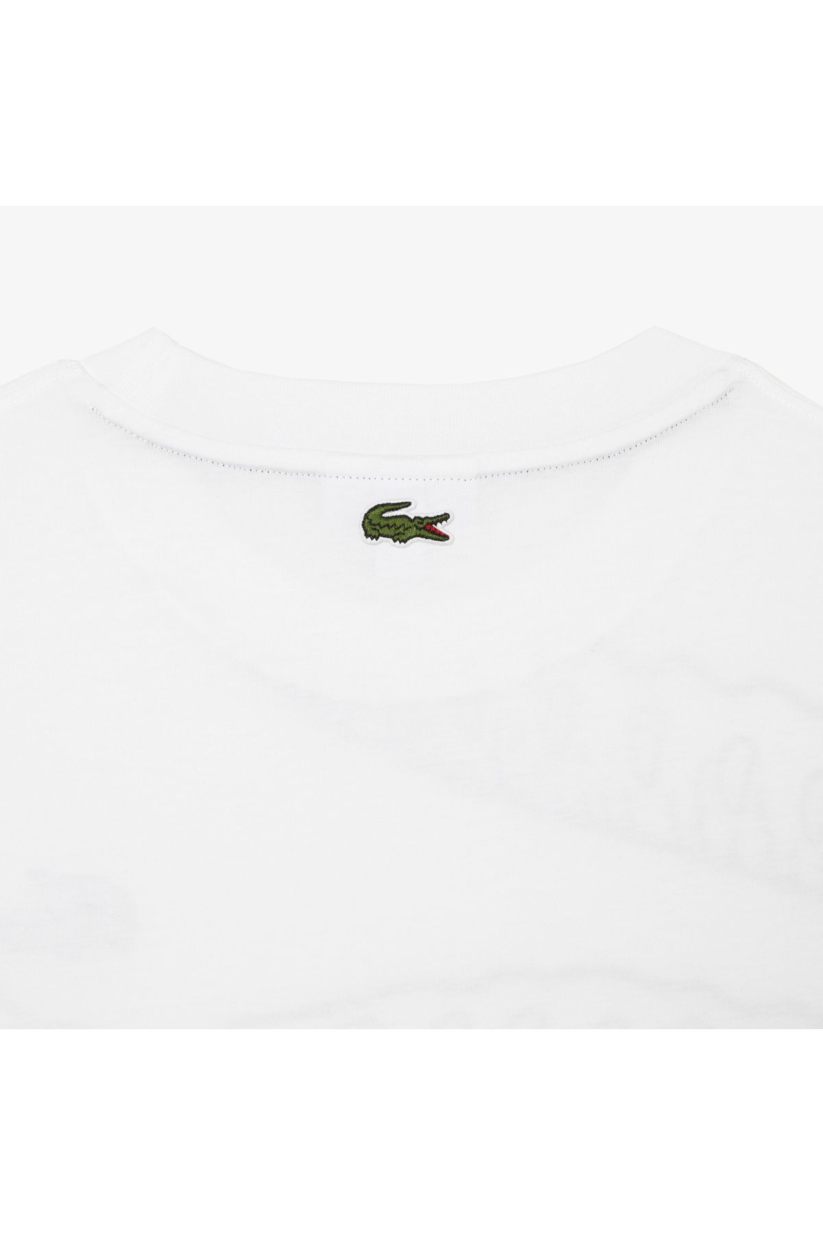 تی شرت سفید مردانه یقه دوچرخه تناسب پنبه ارگانیک طرح دار Lacoste