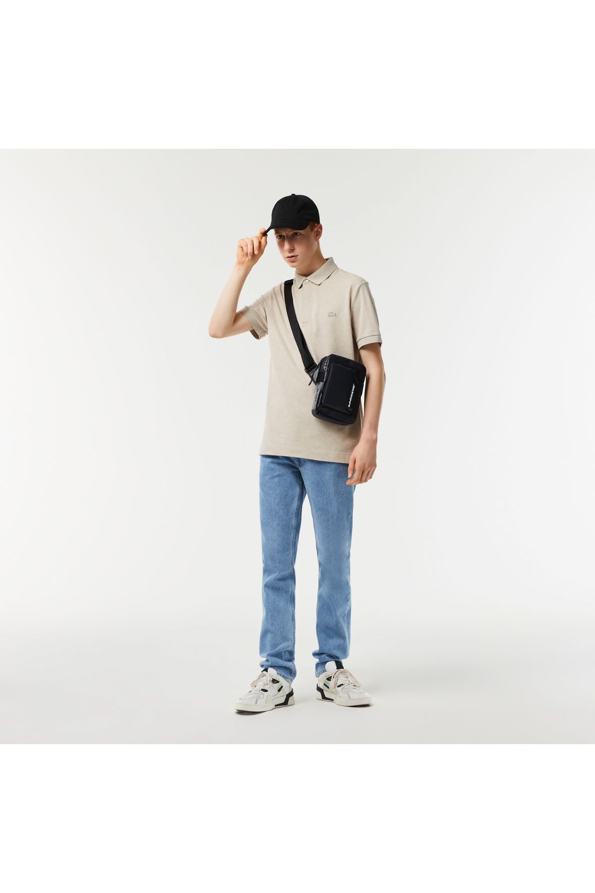 تی شرت یقه پولو نود مردانه معمولی مناسب پاریس بژ چوگان Lacoste