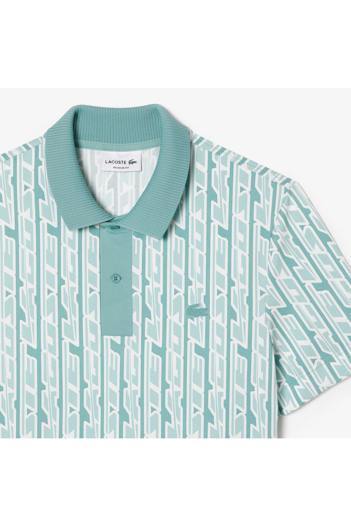 تی شرت یقه پولو سبز مردانه چوگان چاپی منظم فعال Lacoste