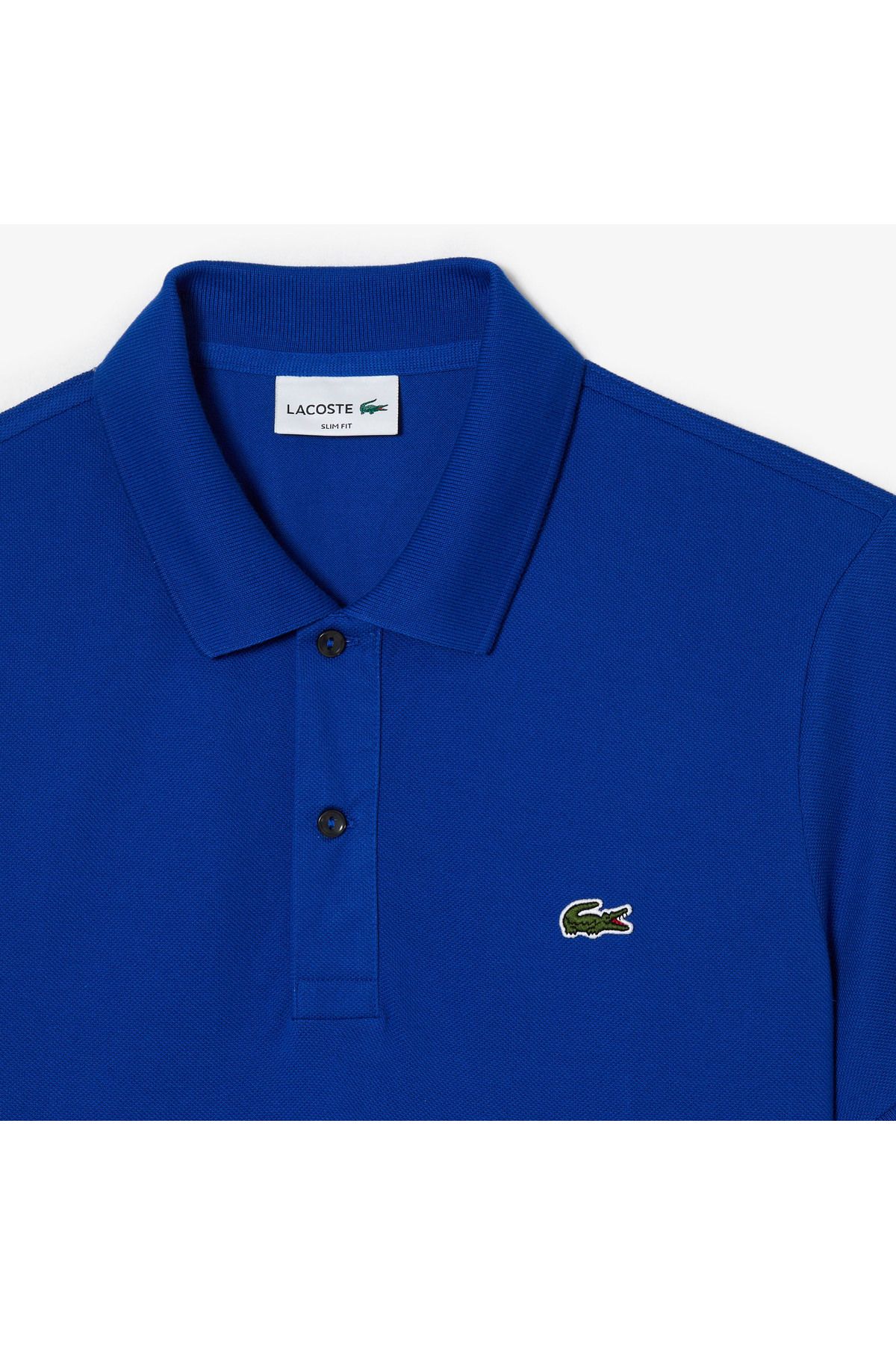 تی شرت یقه پولو آبی مردانه Slim Fit L.12.12 چوگان Lacoste