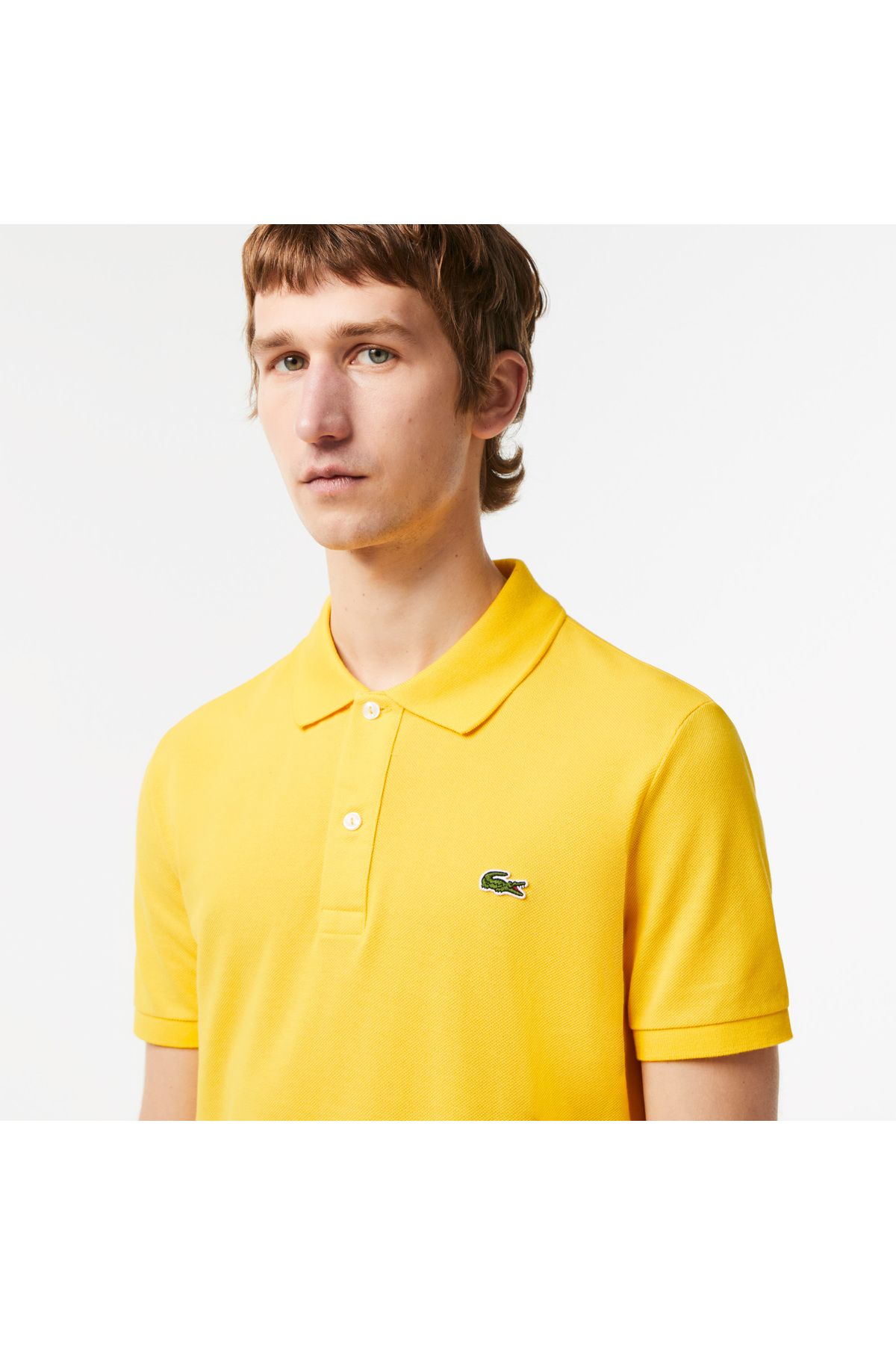 تی شرت یقه پولو زرد مردانه Slim Fit L.12.12 چوگان Lacoste