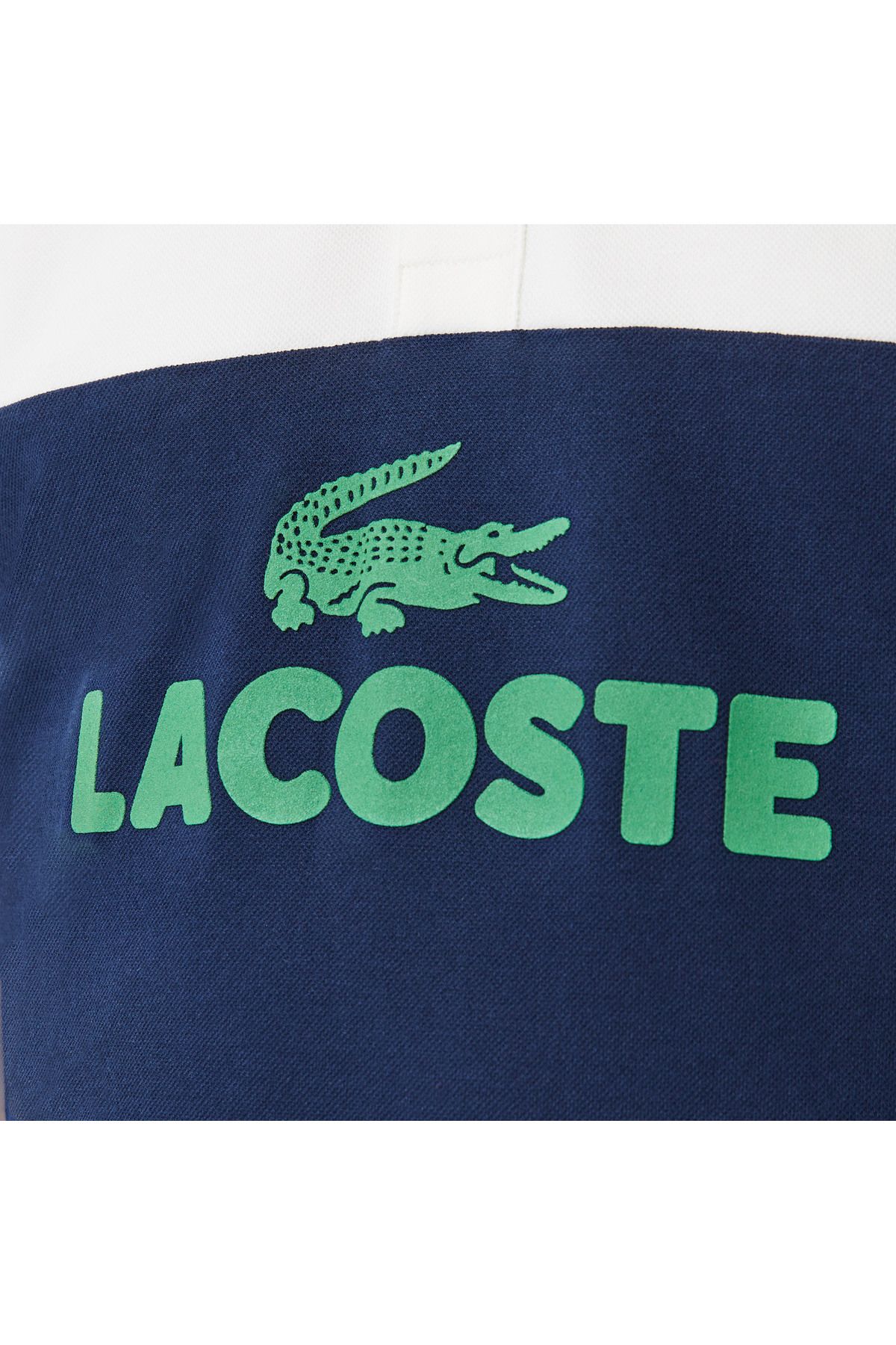 تی شرت یقه پولو آبی مردانه بلوک رنگی باریک چوگان Lacoste