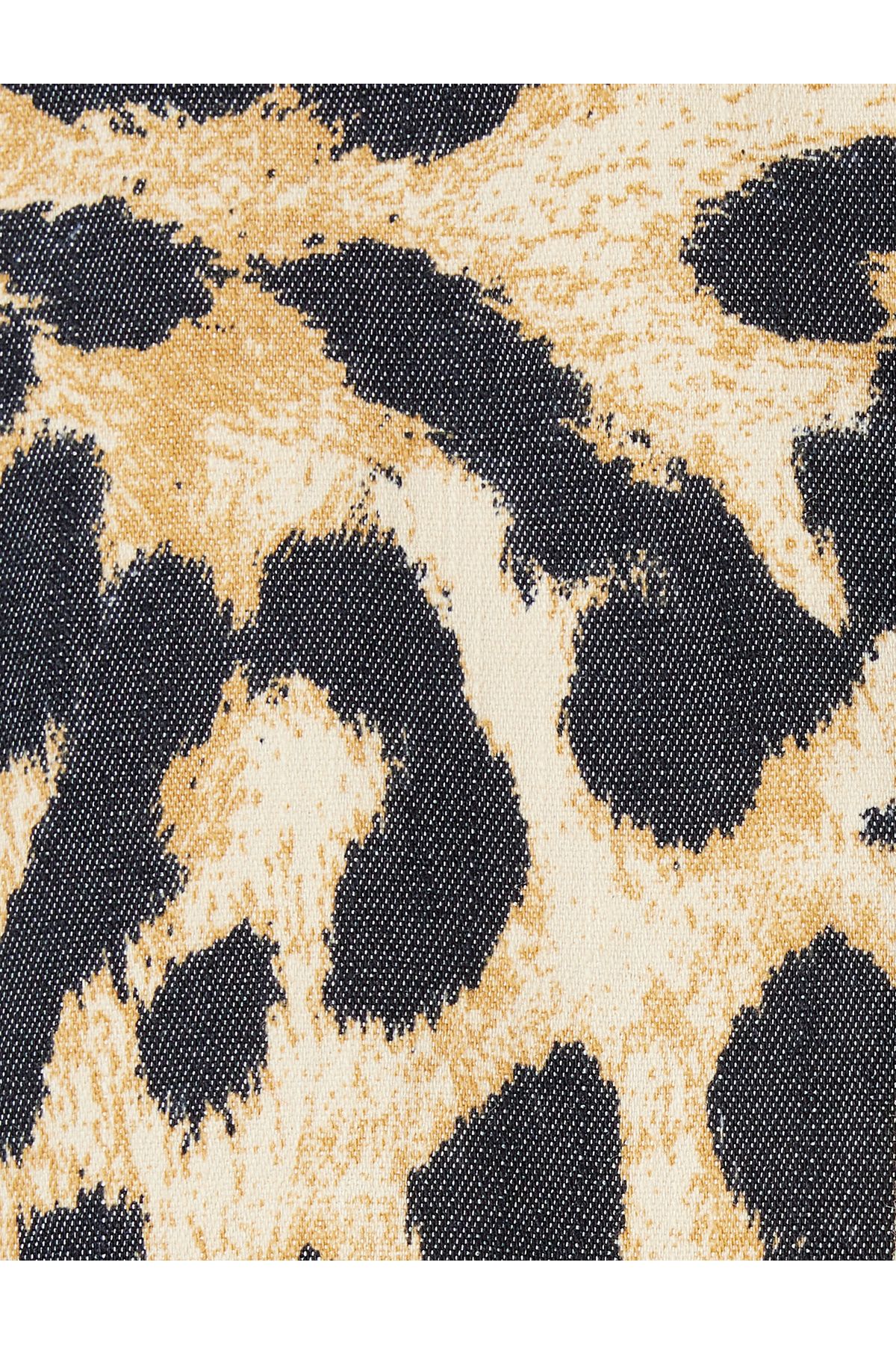 Koton-Leopard Patterned Zippered Stand Collar Jacket 6