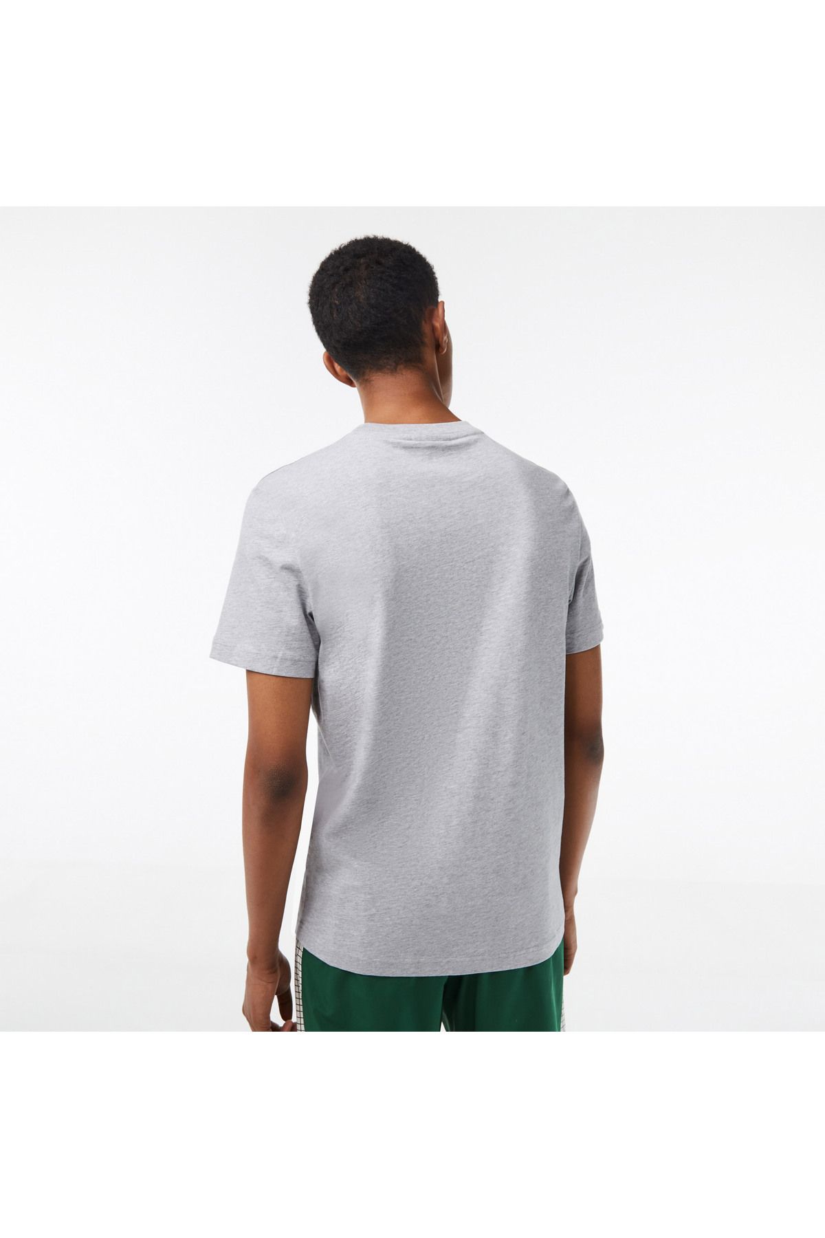 تی شرت خاکستری مردانه یقه دوچرخه مناسب طرح دار Lacoste