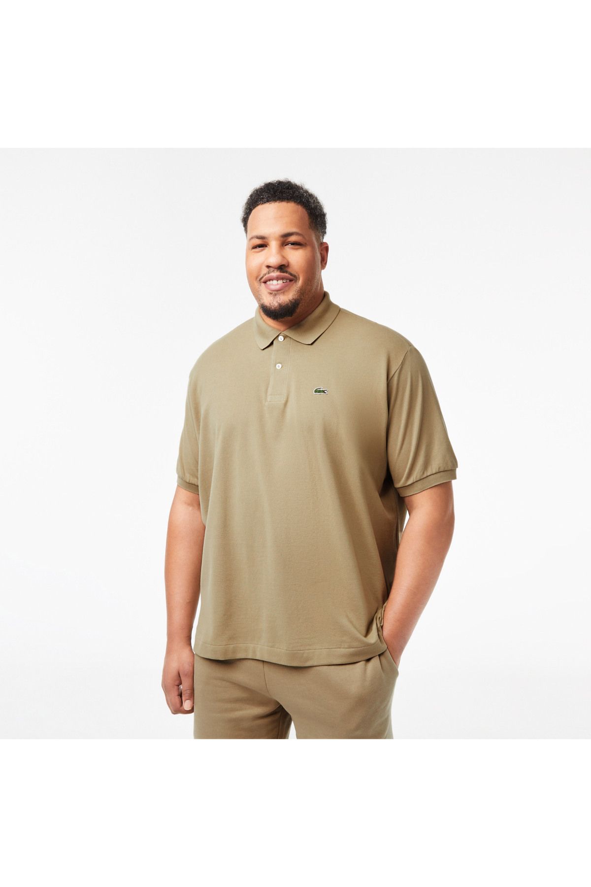 تی شرت یقه پولو مردانه L.12.12 کلاسیک متناسب با بژ چوگان Lacoste