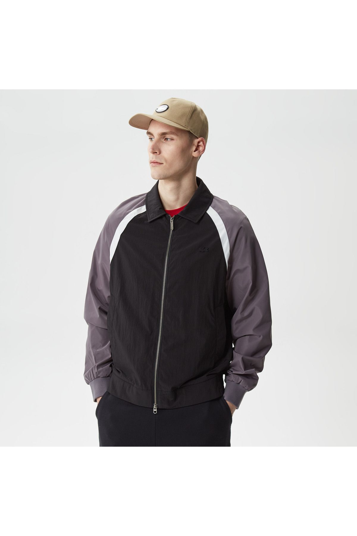 کاپشن مشکی مردانه کت یقه پیراهن رنگ بلوک Lacoste