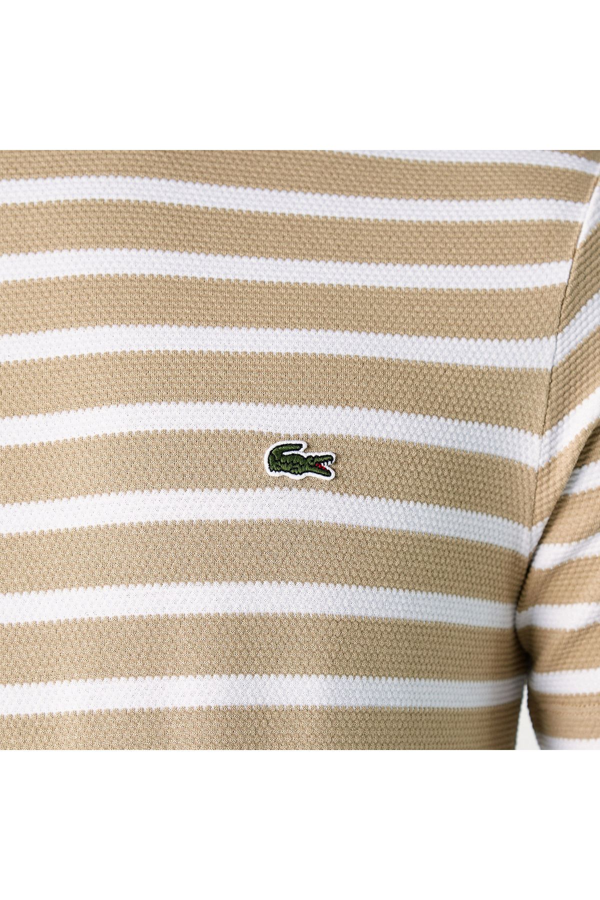 تی شرت چند رنگ مردانه قهوه ای دوچرخه سواری باریک Lacoste