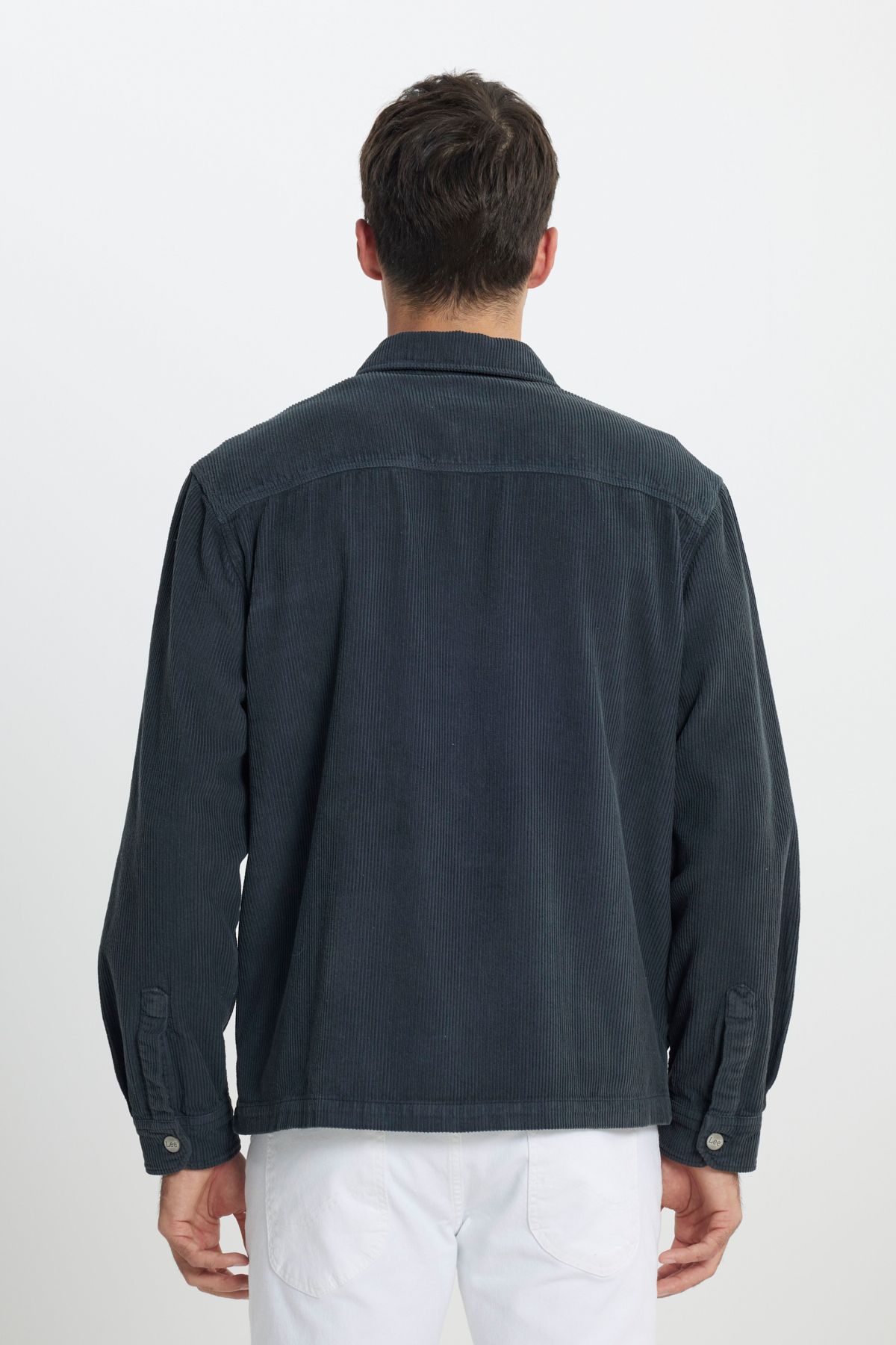 Lee-Loose Fit Relaxed Fit 100% Cotton Pale Black Velvet Shirt Jacket 5