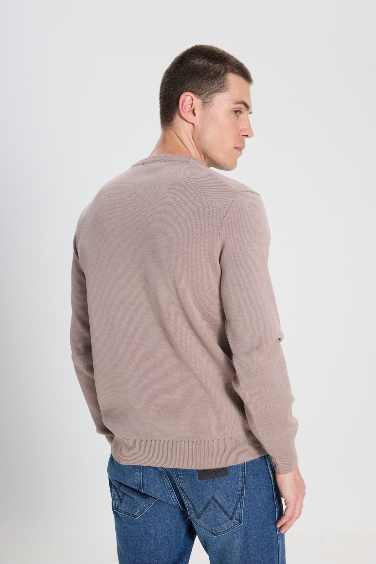 ژاکت بافتنی یقه راسو Regular Fit Normal Crew — خاکستری W242724 — تصویر 6 از 6